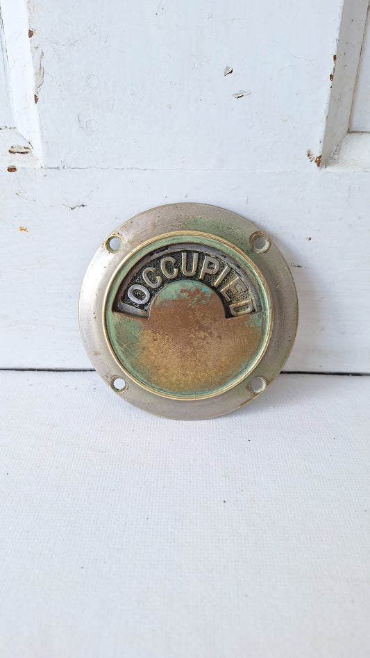 Vintage Occupied Bathroom Door Indicator Lock, Early 1900s Privacy Lock