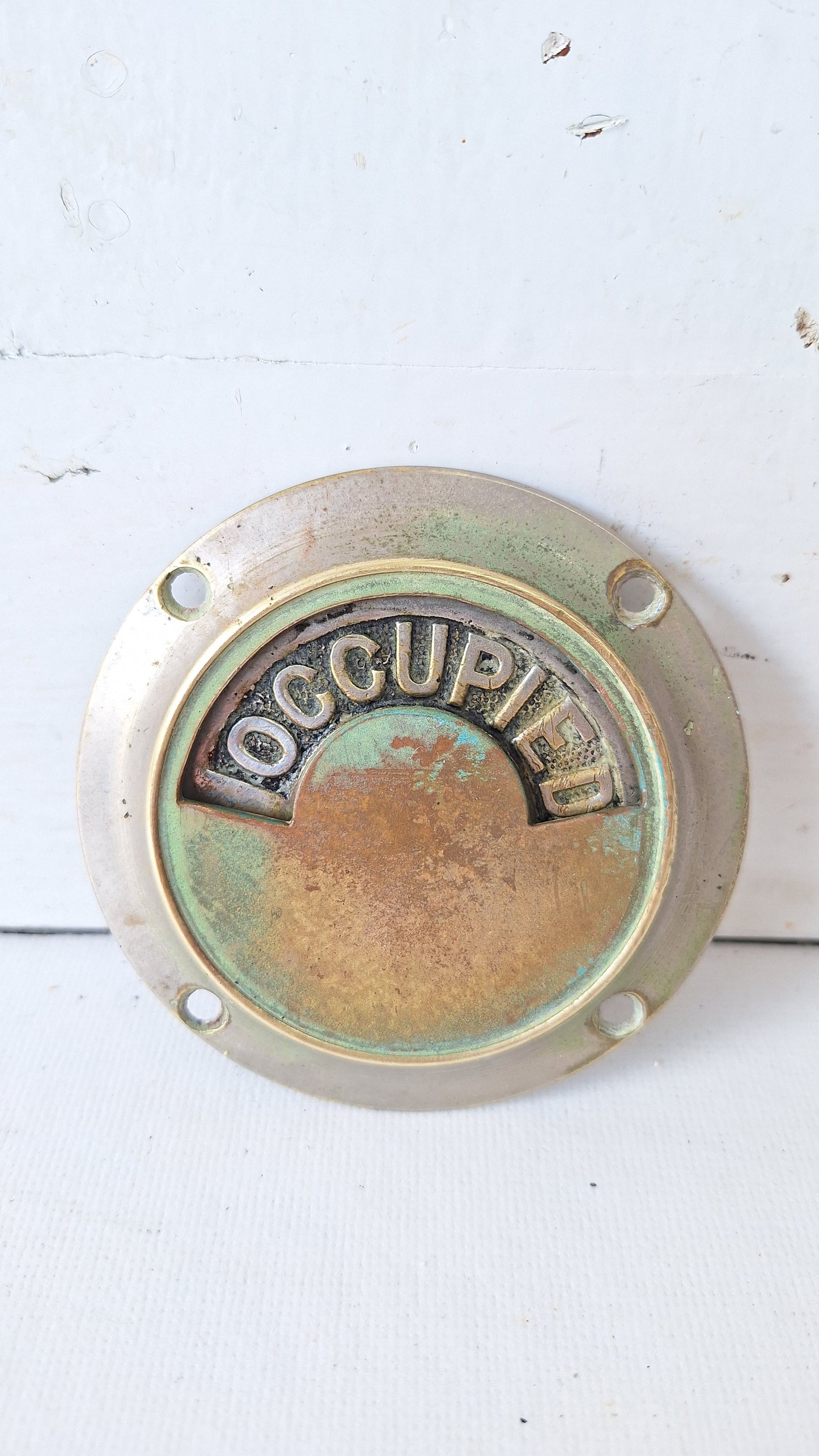 Vintage Occupied Bathroom Door Indicator Lock, Early 1900s Privacy Lock