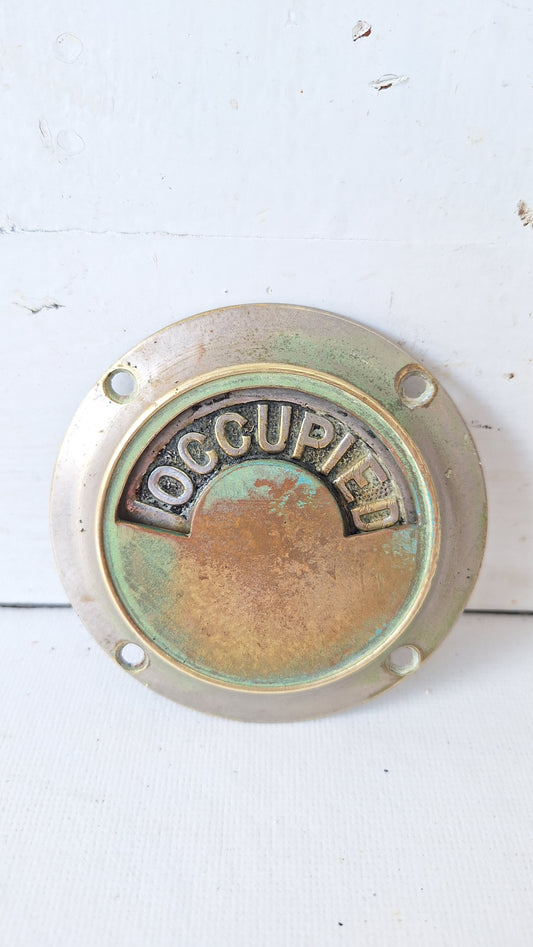 Vintage Occupied Bathroom Door Indicator Lock, Early 1900s Privacy Lock