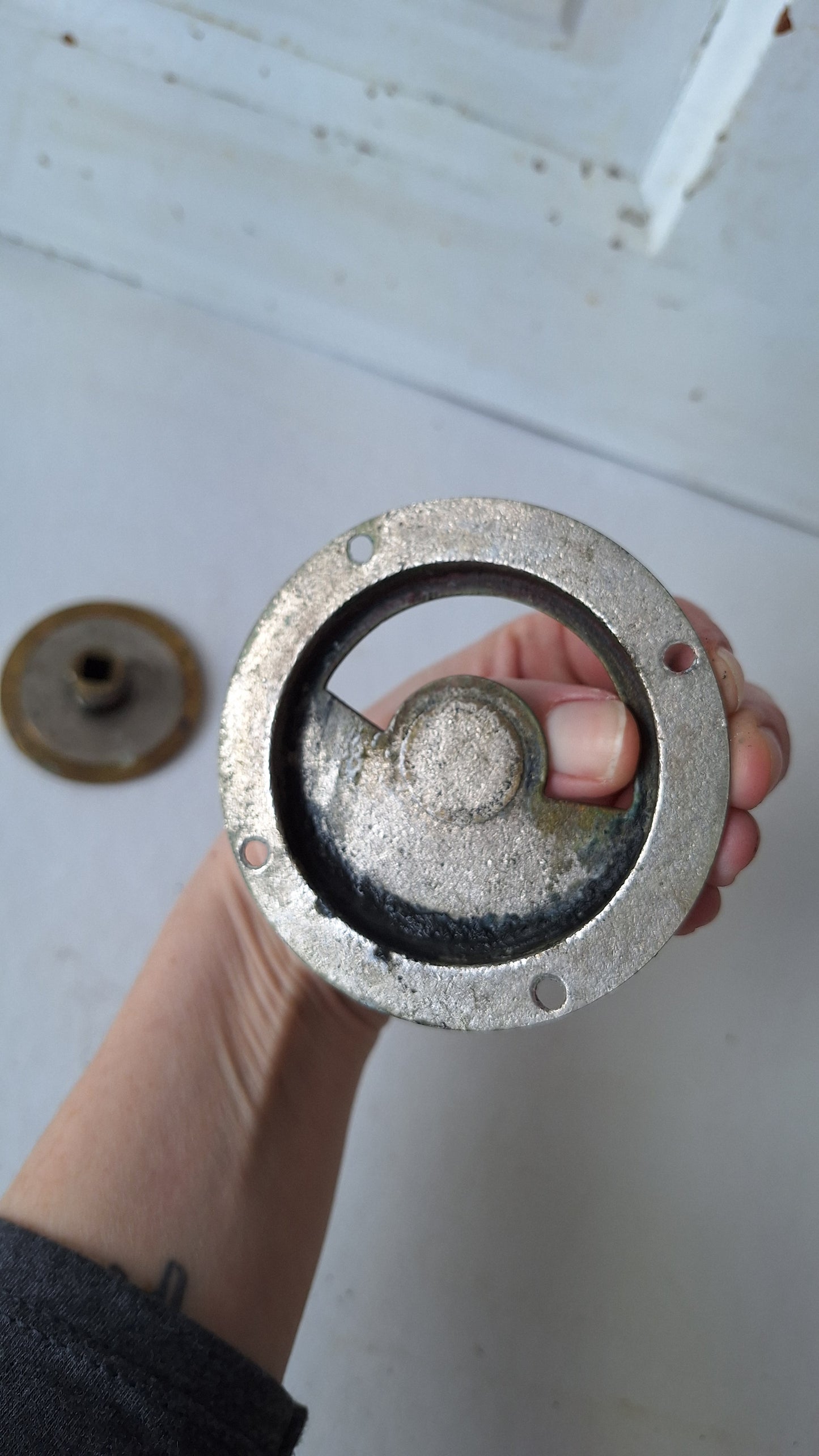 Vintage Occupied Bathroom Door Indicator Lock, Early 1900s Privacy Lock