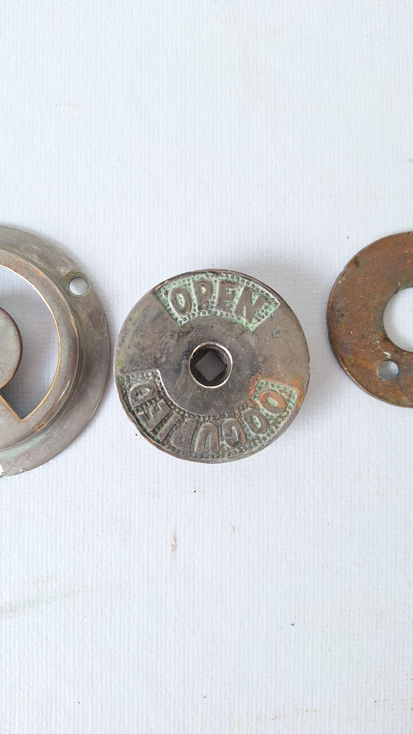 Vintage Occupied Bathroom Door Indicator, Early 1900s Privacy Lock