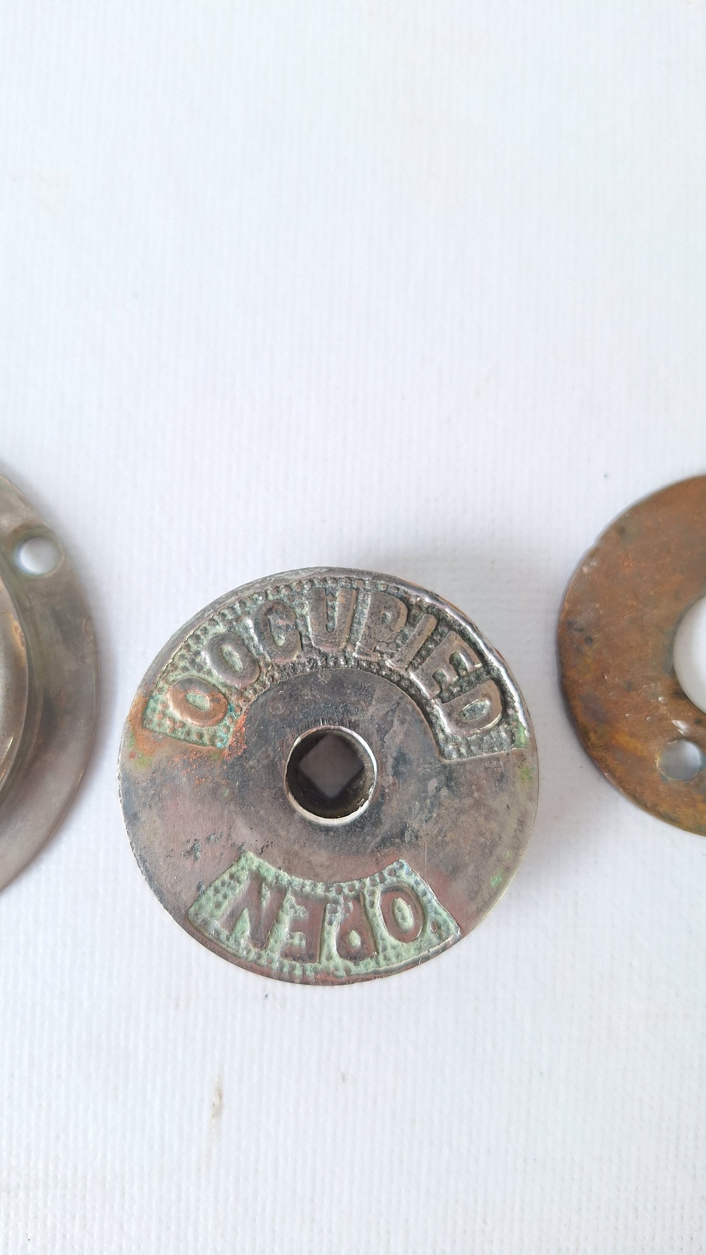 Vintage Occupied Bathroom Door Indicator, Early 1900s Privacy Lock