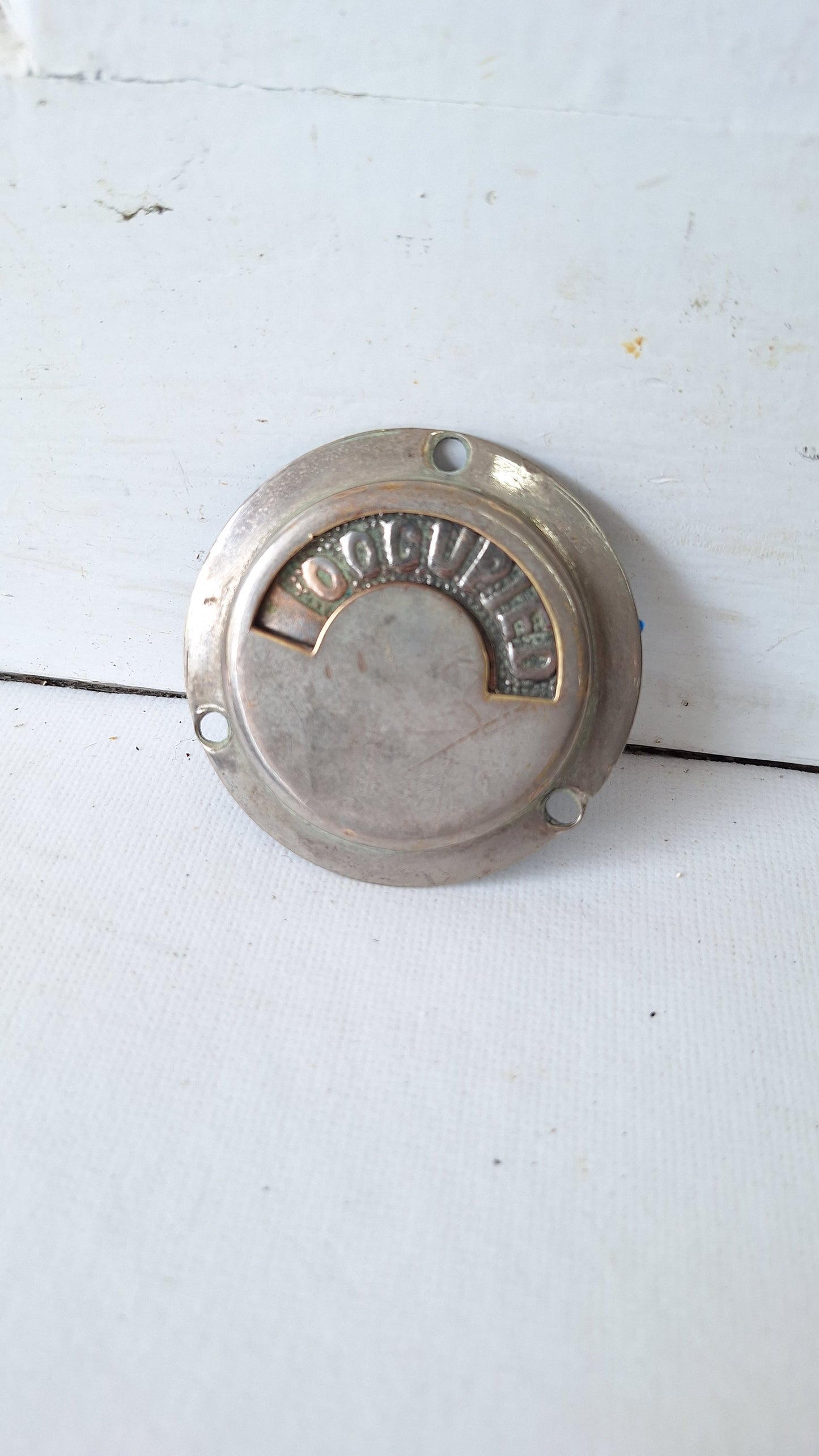 Vintage Occupied Bathroom Door Indicator, Early 1900s Privacy Lock