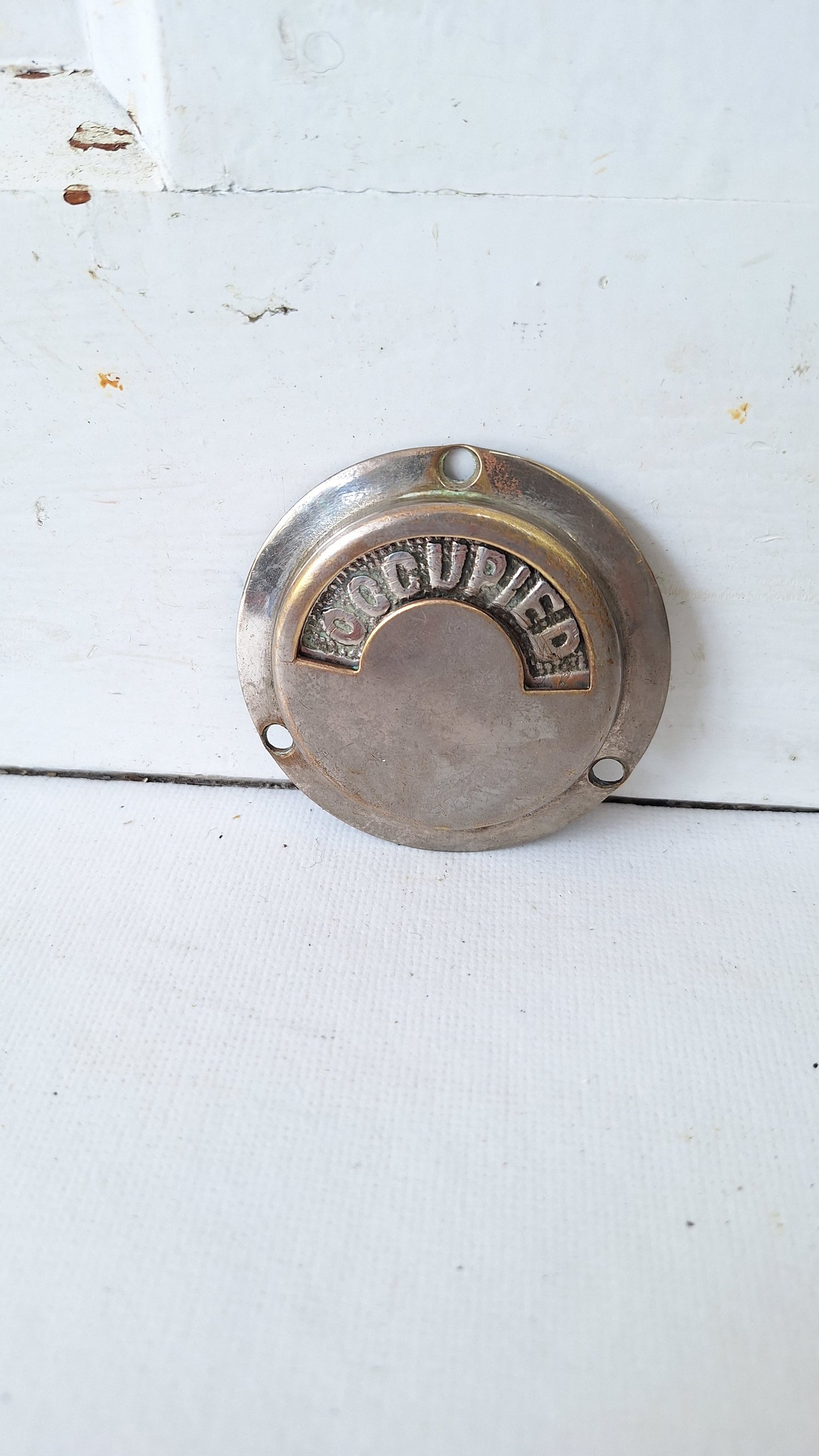 Vintage Occupied Bathroom Door Indicator, Early 1900s Privacy Lock
