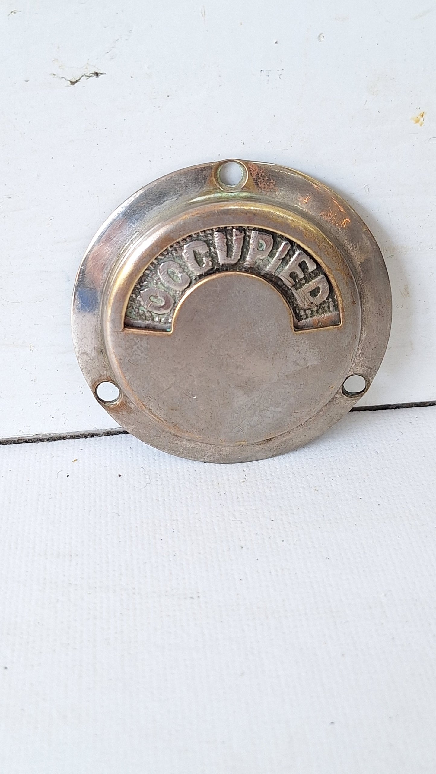 Vintage Occupied Bathroom Door Indicator, Early 1900s Privacy Lock