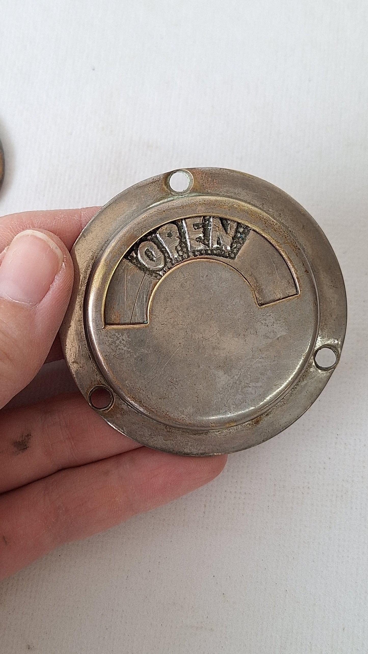 Vintage Occupied Bathroom Door Indicator, Early 1900s Privacy Lock