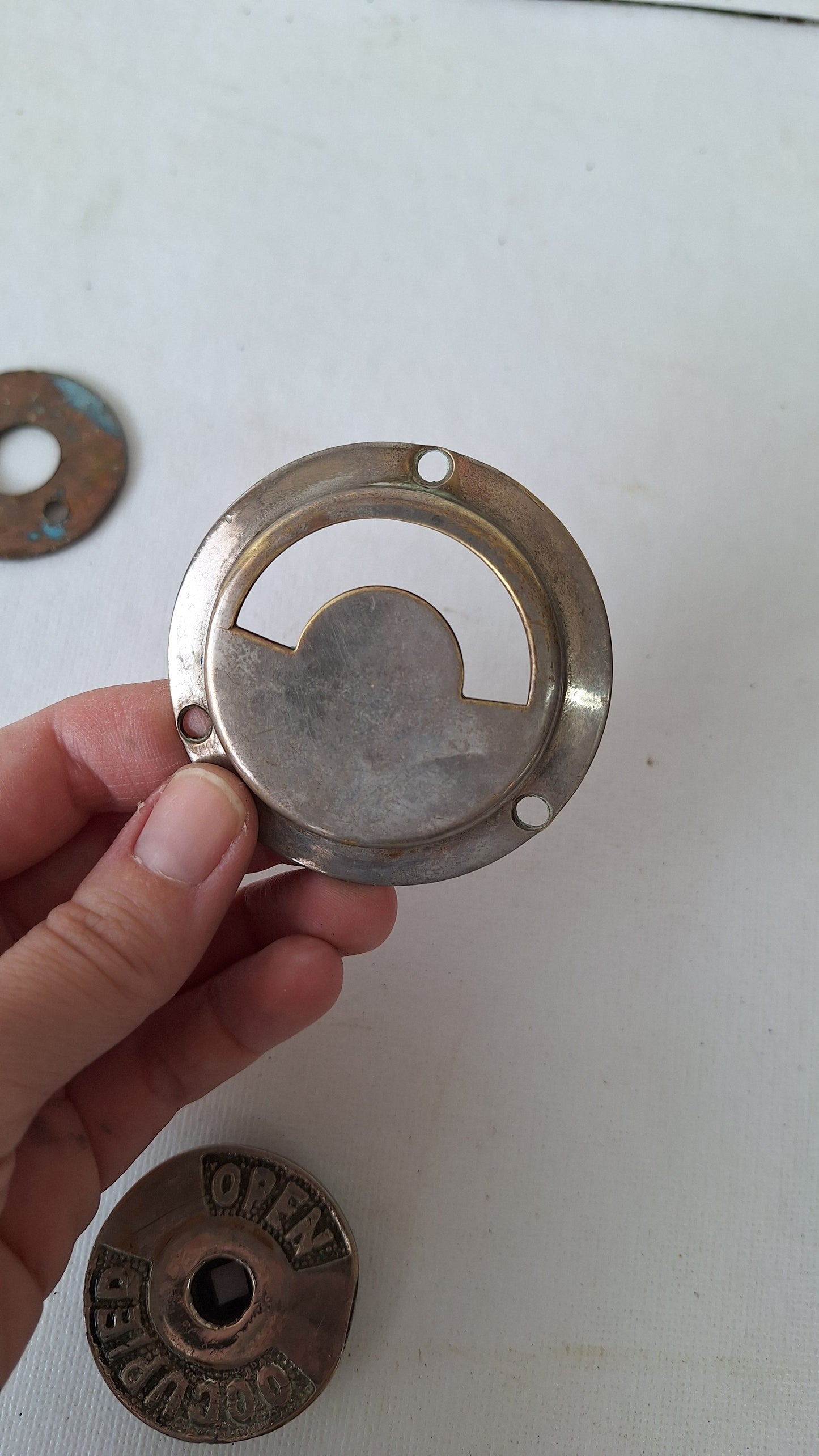 Vintage Occupied Bathroom Door Indicator, Early 1900s Privacy Lock