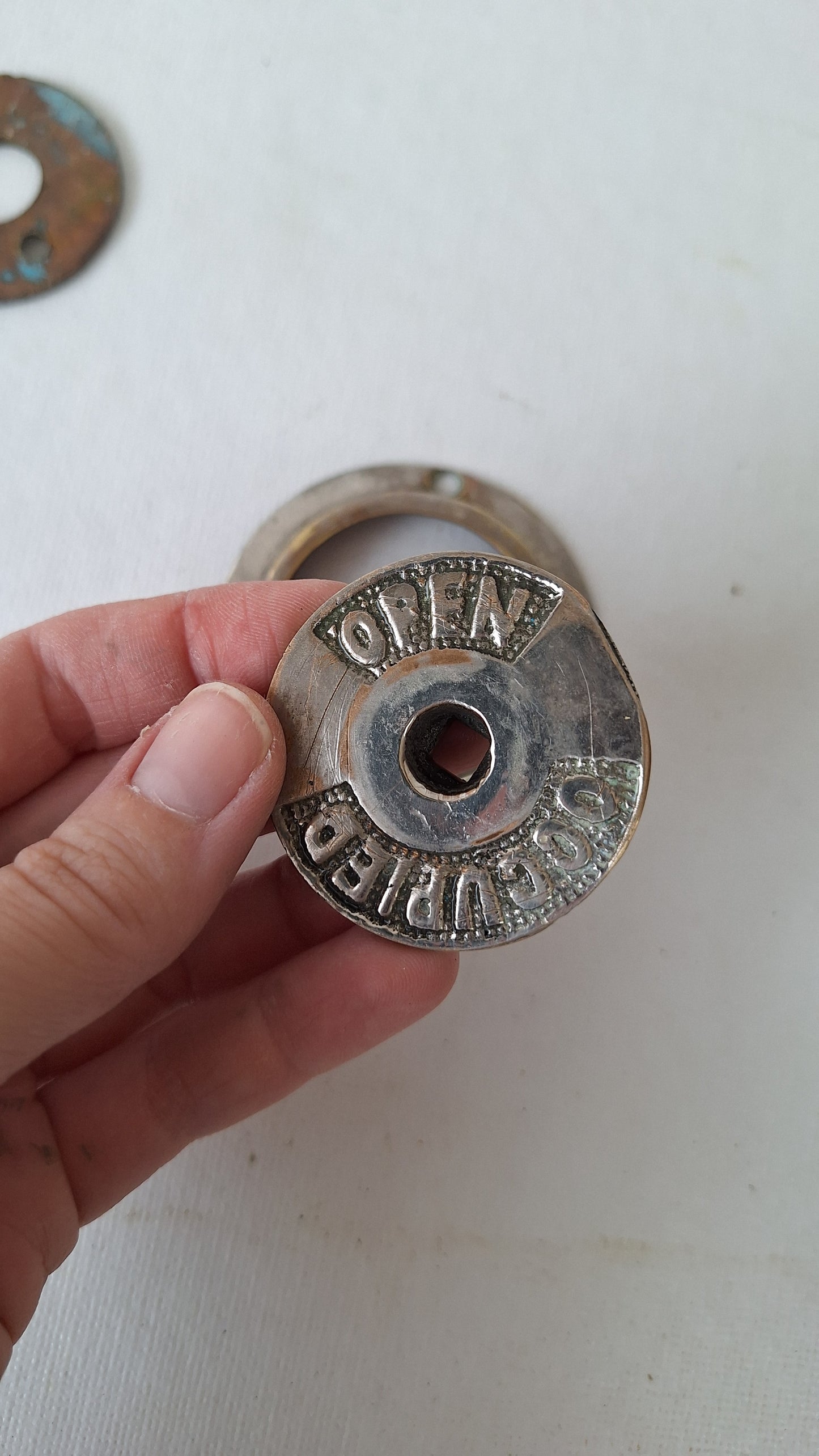 Vintage Occupied Bathroom Door Indicator, Early 1900s Privacy Lock