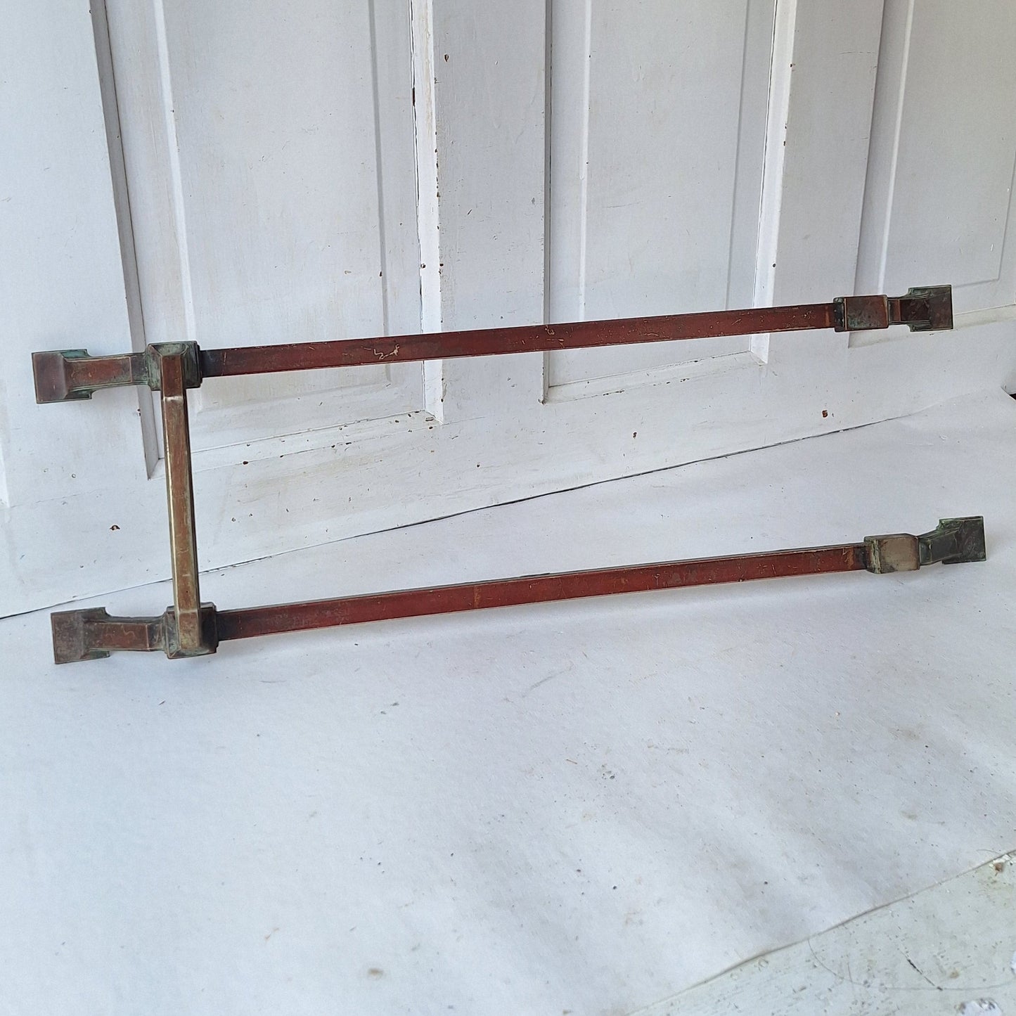 Bronze Commercial Door Pull, Antique Double Push Bar