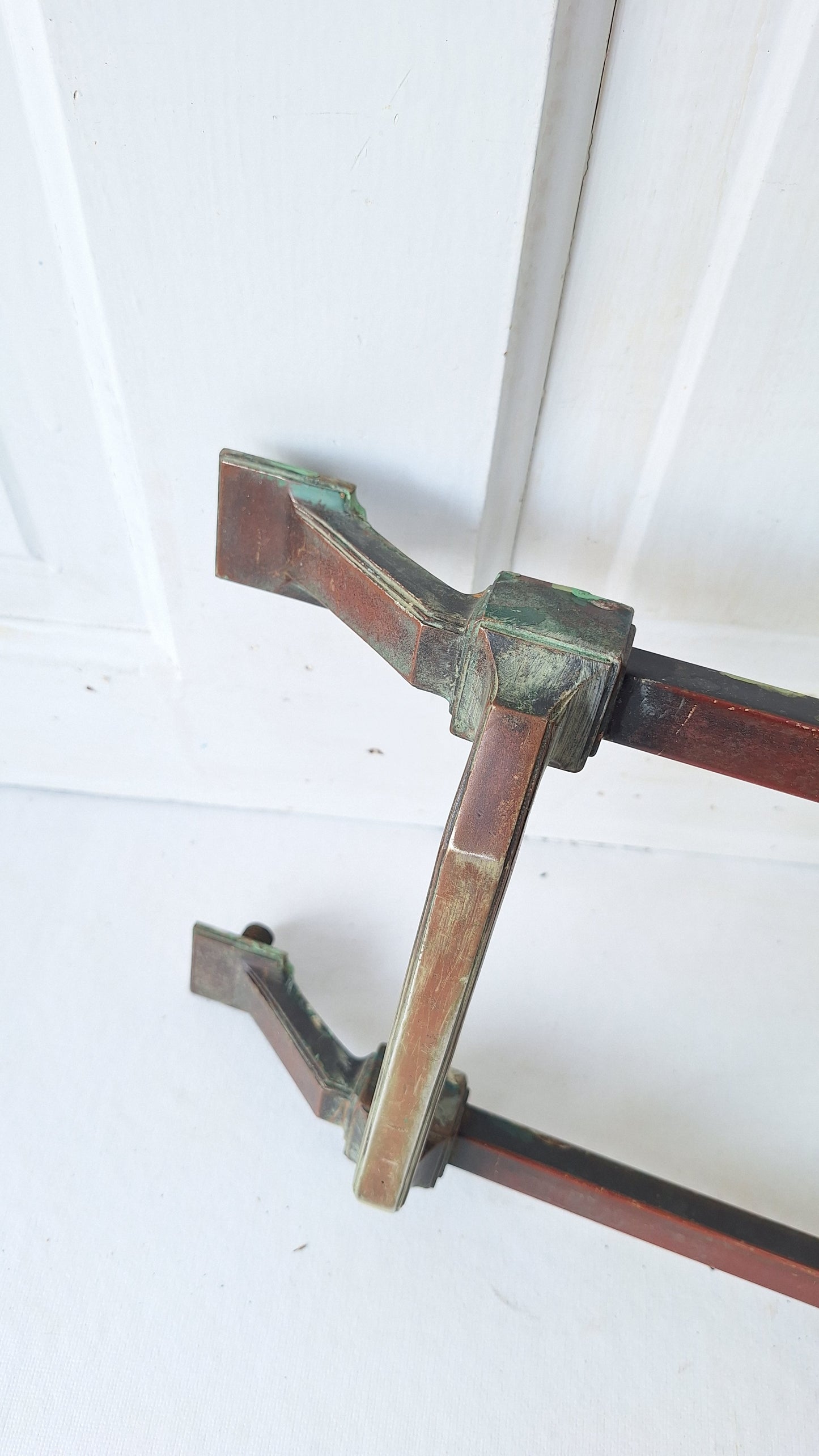 Bronze Commercial Door Pull, Antique Double Push Bar