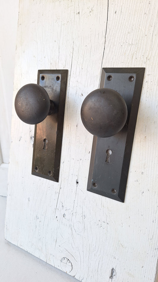 Matte Black Hardware, Deco Door Plates and Doorknob Set