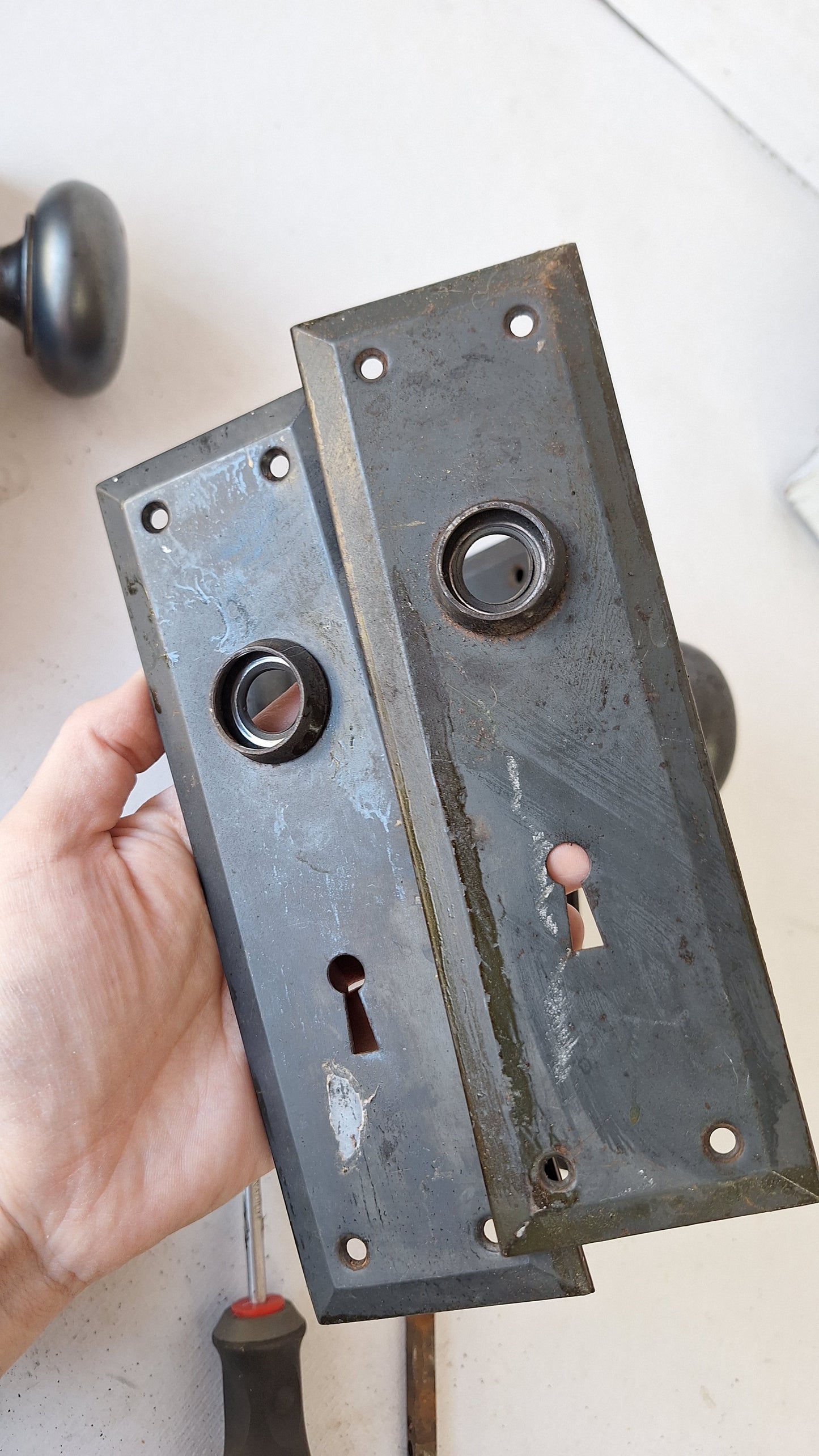 Matte Black Hardware, Deco Door Plates and Doorknob Set