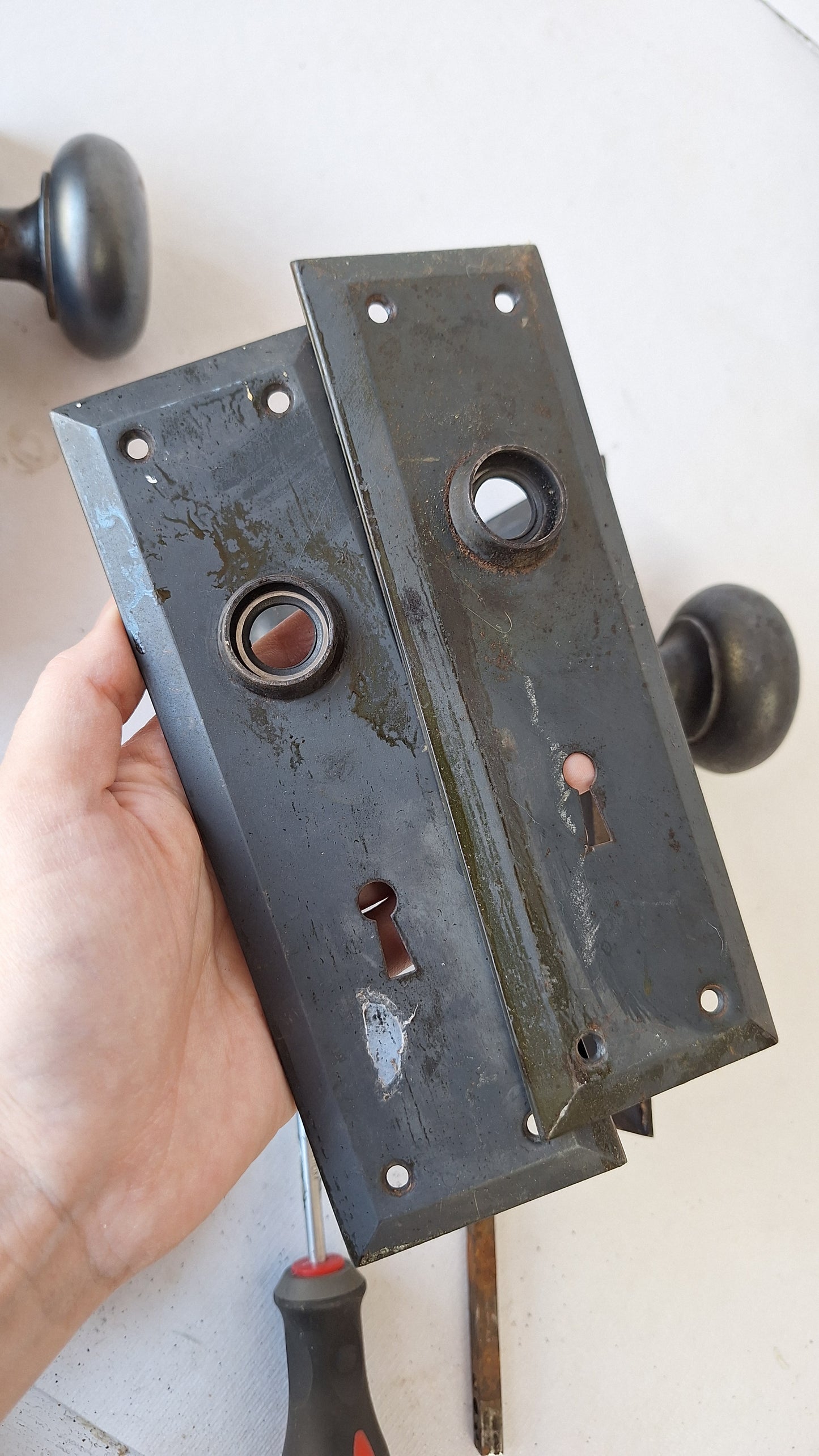 Matte Black Hardware, Deco Door Plates and Doorknob Set