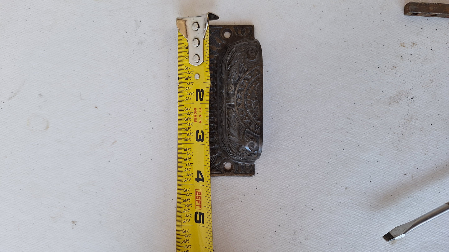 Pair Apothecary Pulls, Cast Iron Bin Pull Handles