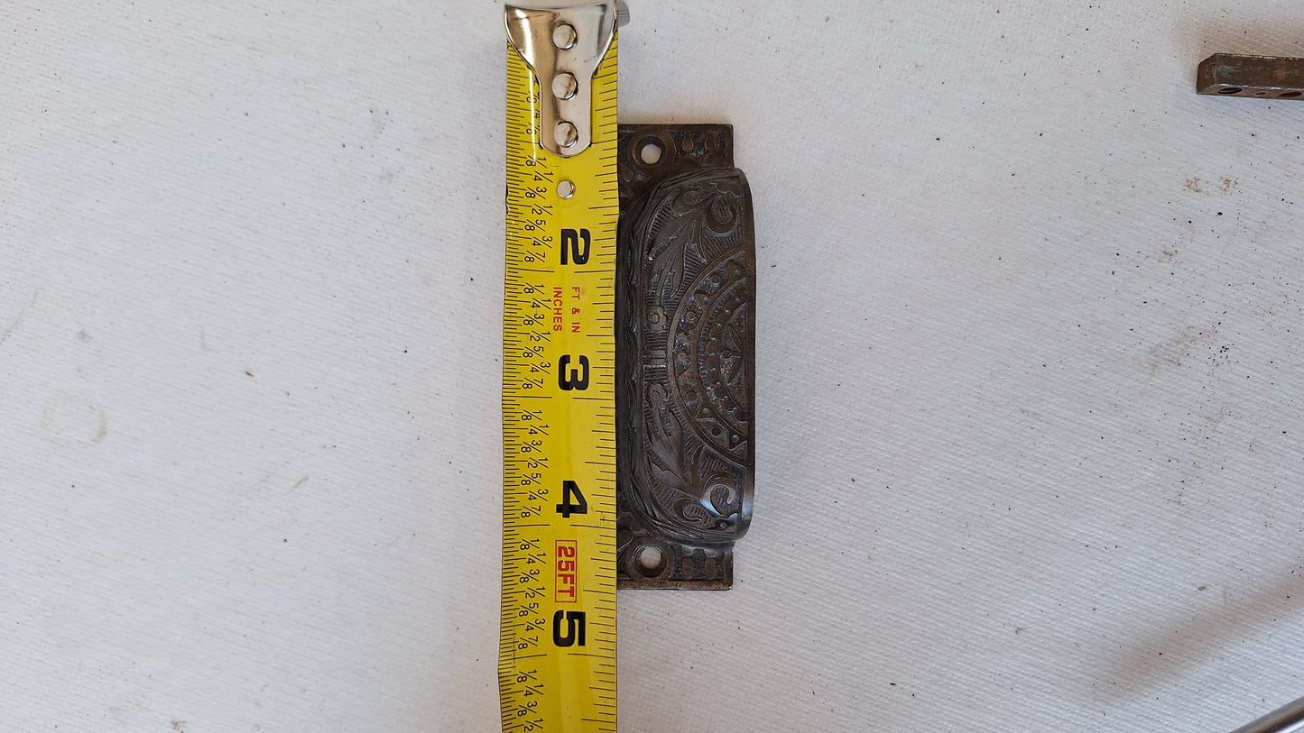 Pair Apothecary Pulls, Cast Iron Bin Pull Handles