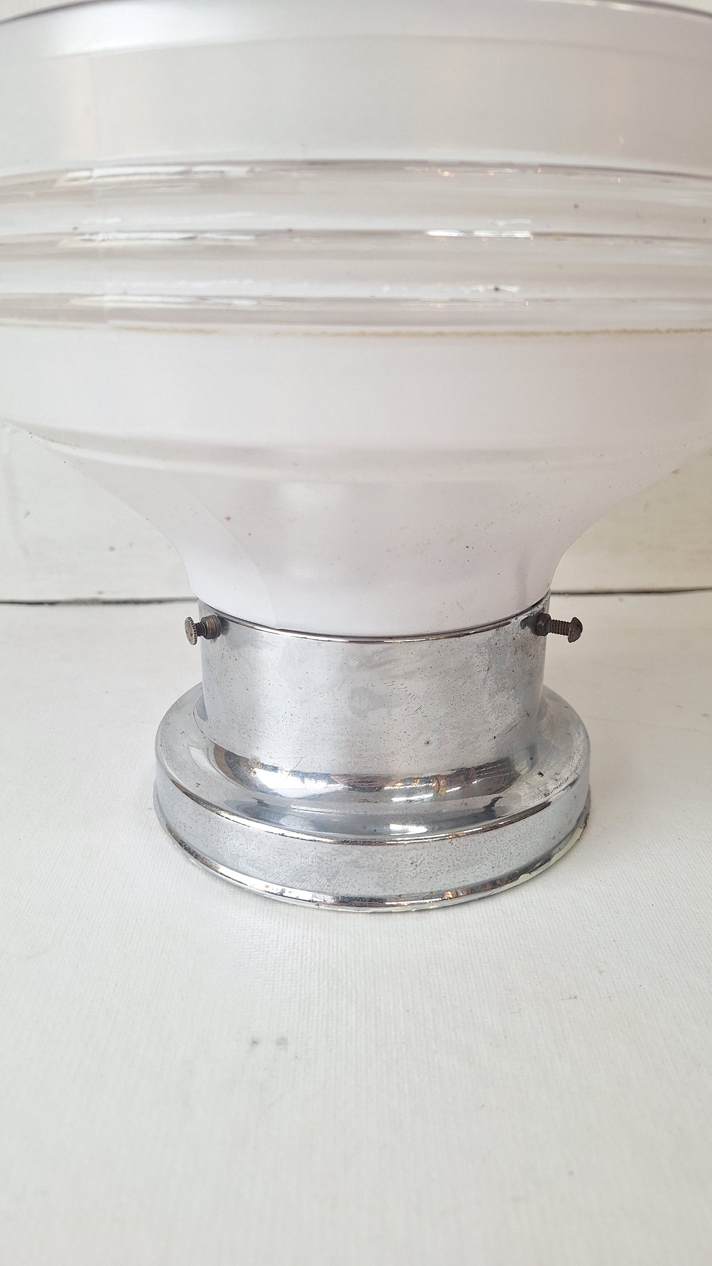Two Tone Vintage Flush Mount Light, Vintage White and Clear Ceiling Light