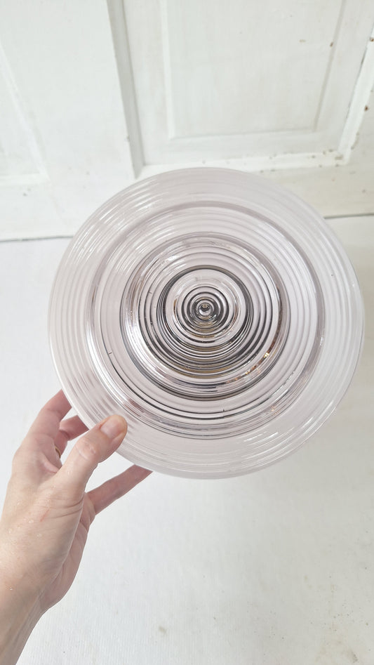 Two Tone Vintage Flush Mount Light, Vintage White and Clear Ceiling Light