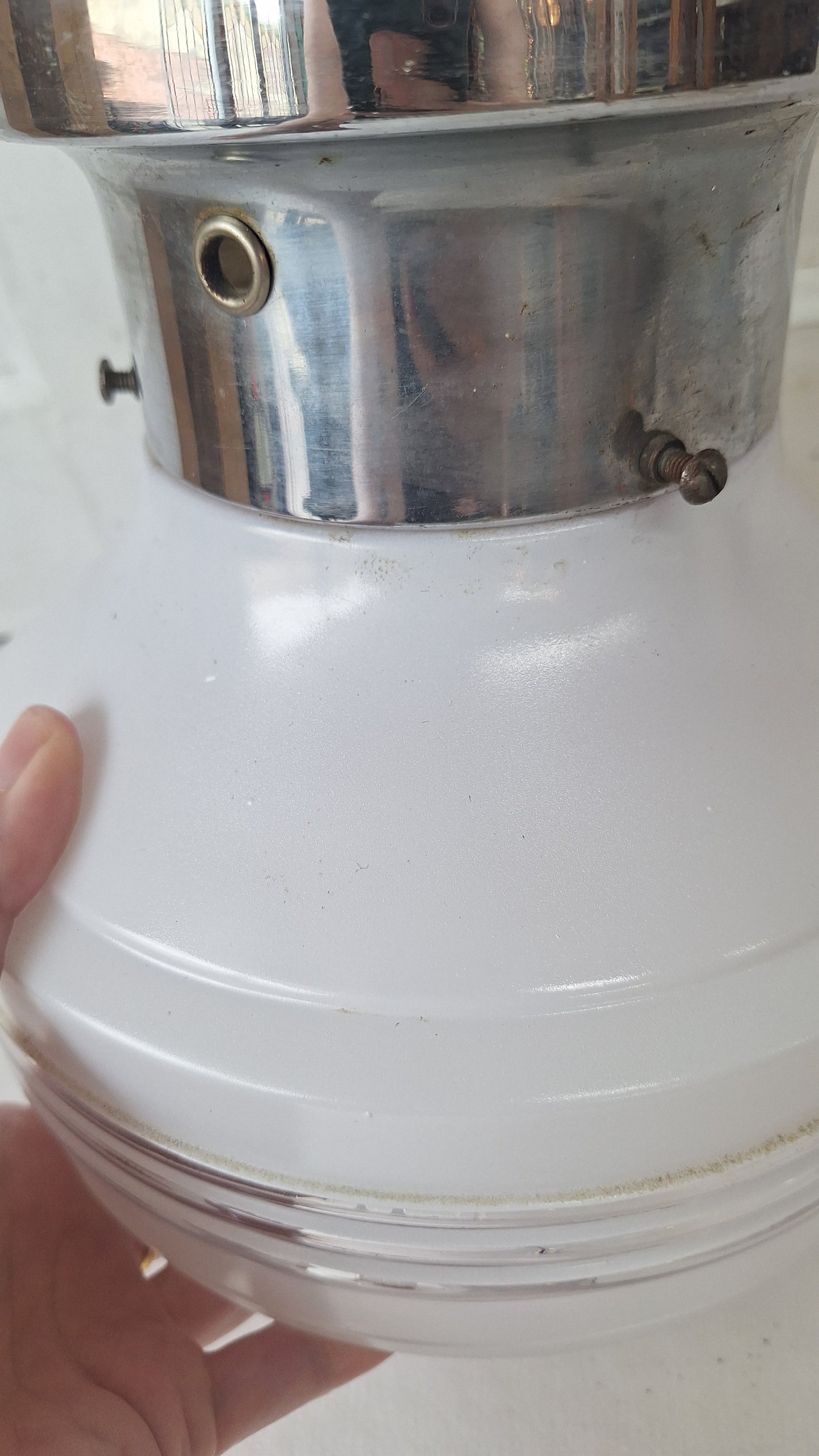 Two Tone Vintage Flush Mount Light, Vintage White and Clear Ceiling Light
