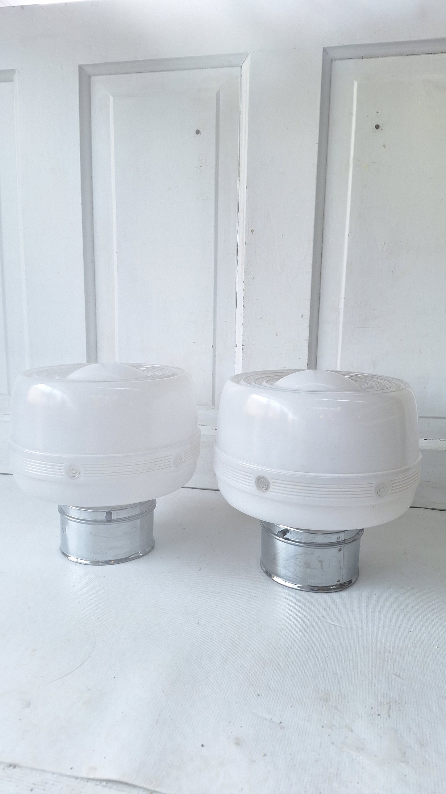 Vintage White and Clear Flush Mount Light, Two Tone Glass Ceiling Light