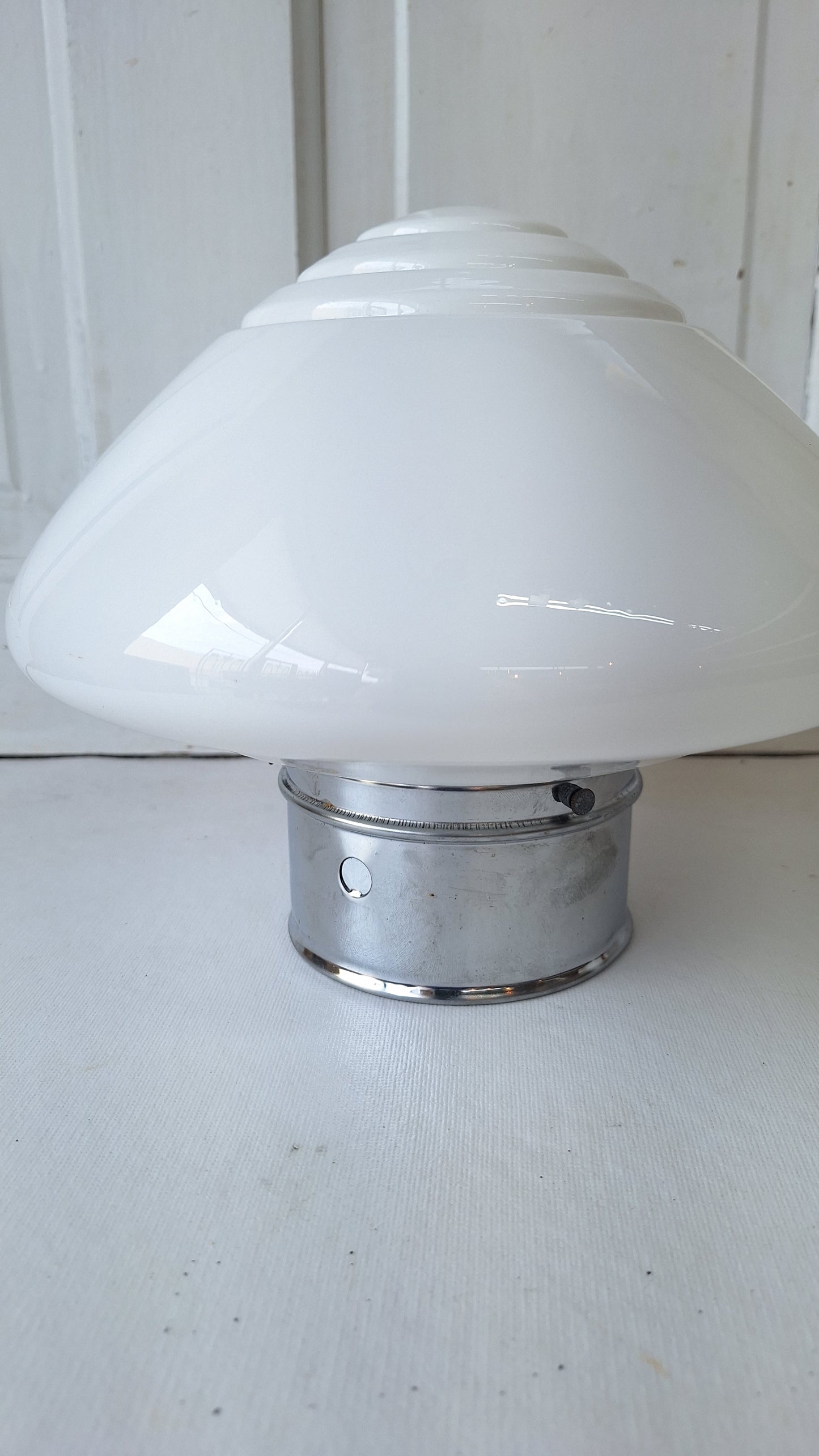 Small Vintage Two Tone Flush Mount Light, White Clear Glass Ceiling Light
