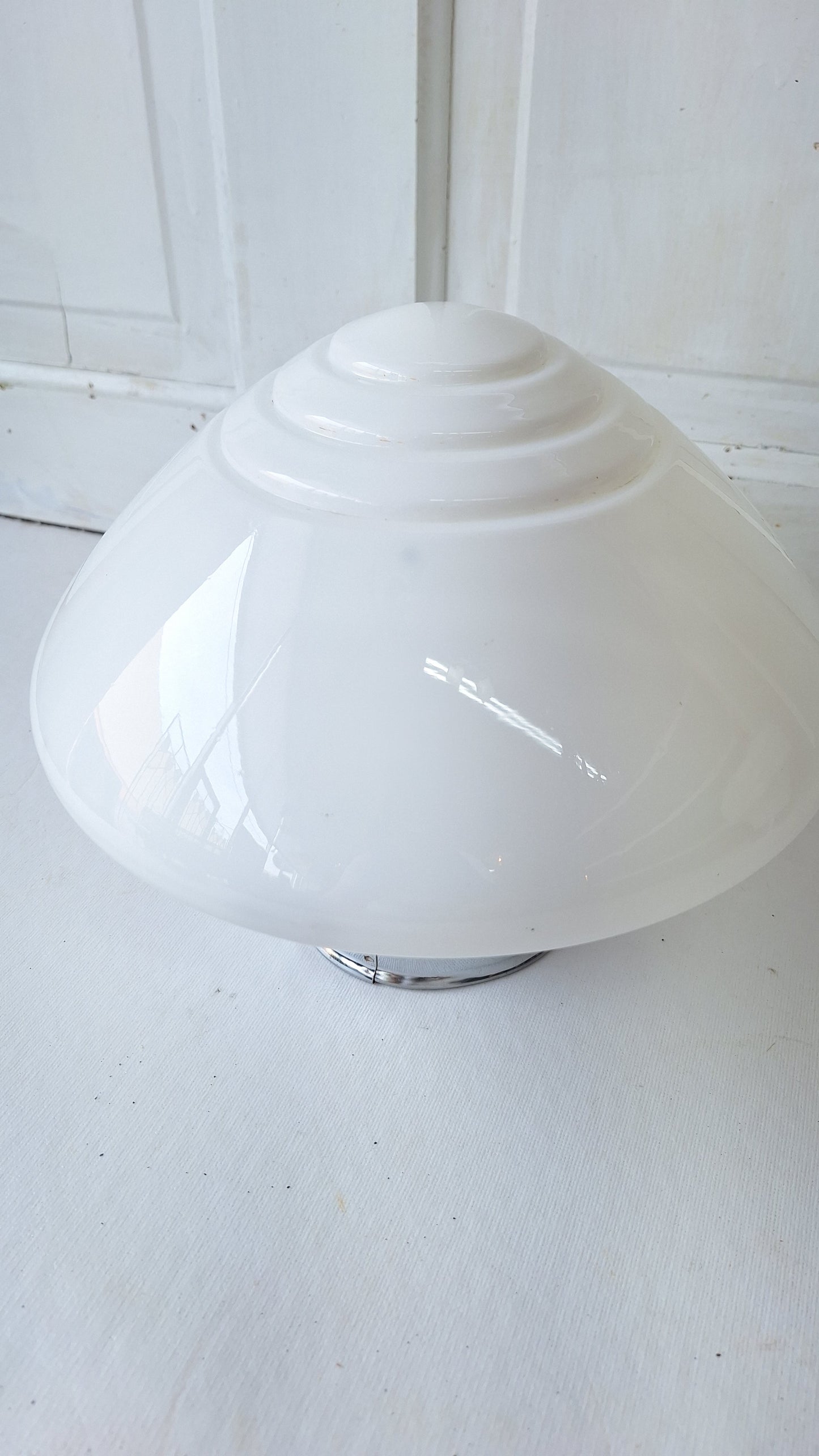Small Vintage Two Tone Flush Mount Light, White Clear Glass Ceiling Light