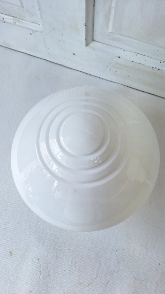 Small Vintage Two Tone Flush Mount Light, White Clear Glass Ceiling Light