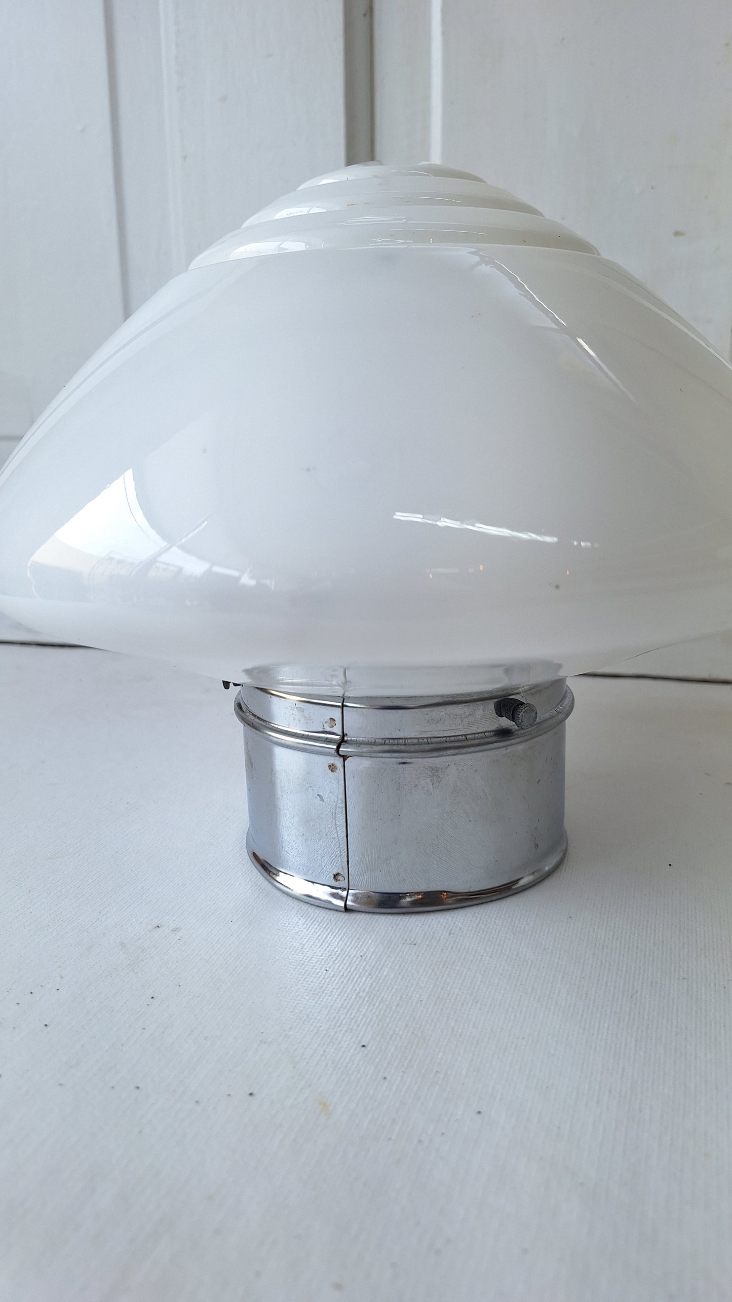 Small Vintage Two Tone Flush Mount Light, White Clear Glass Ceiling Light