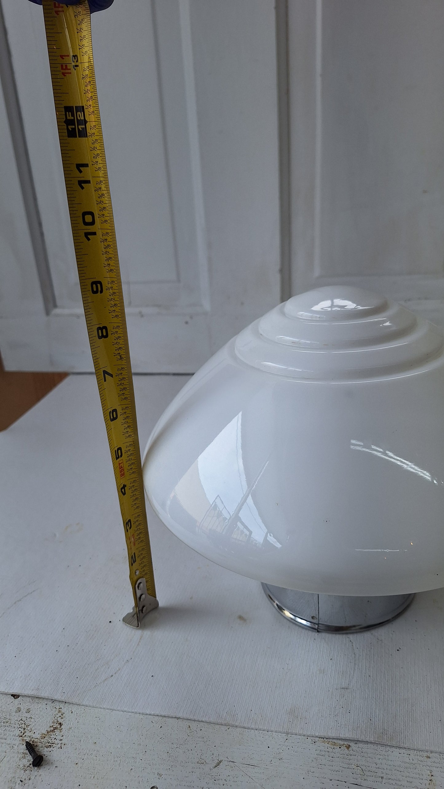 Small Vintage Two Tone Flush Mount Light, White Clear Glass Ceiling Light