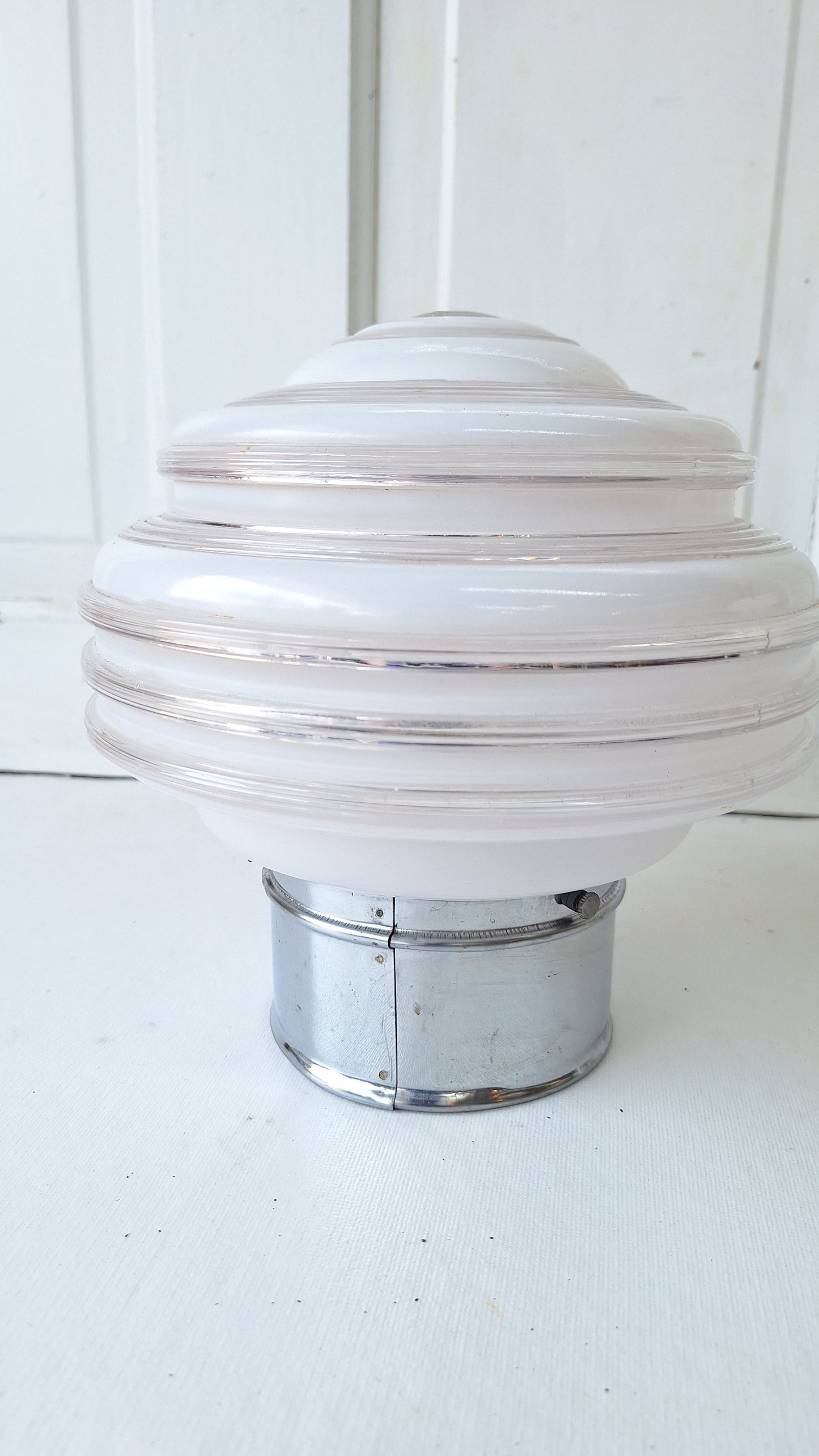 Beehive Two Tone Flush Mount Light, White Clear Glass Ceiling Light