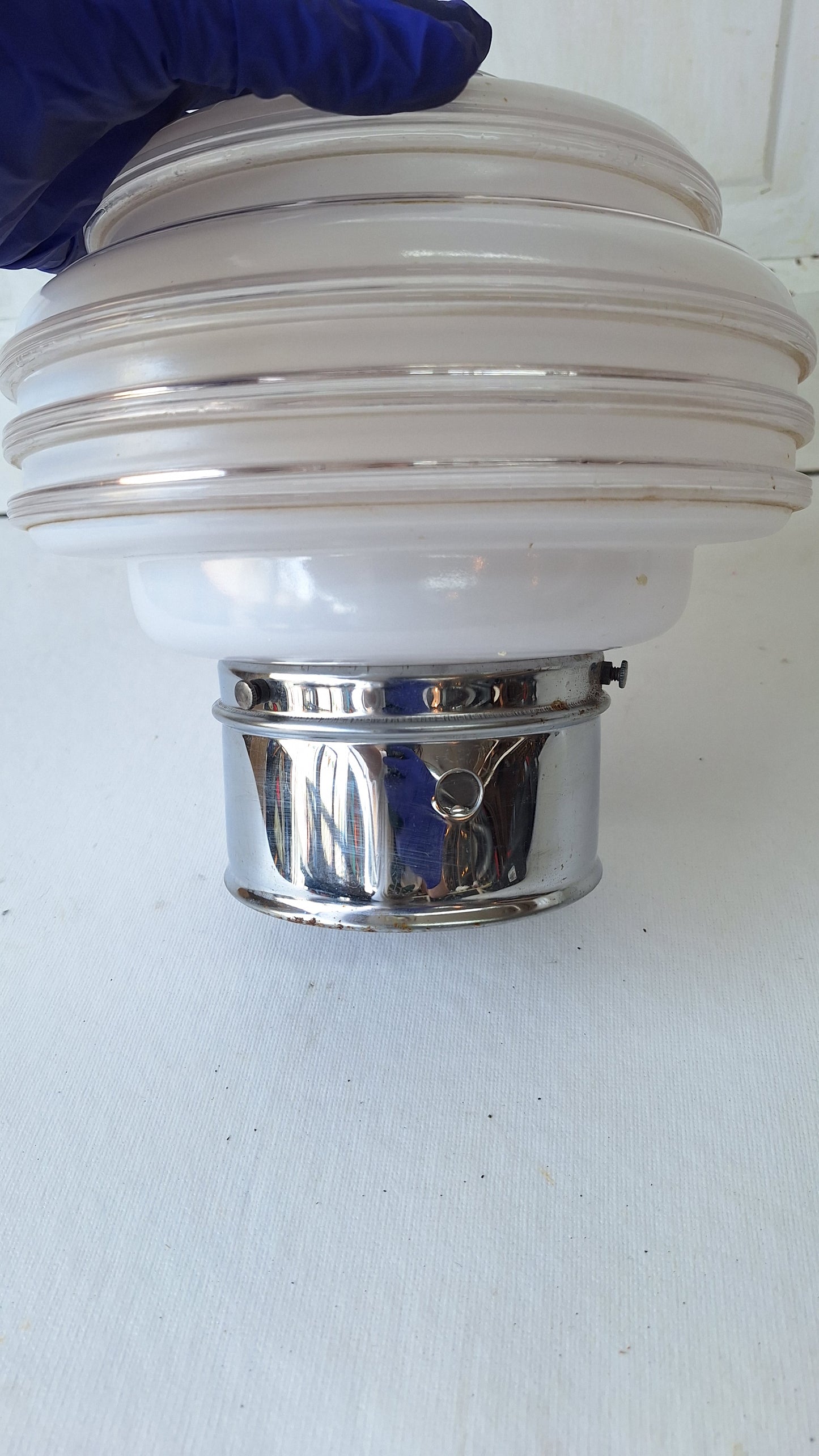 Beehive Two Tone Flush Mount Light, White Clear Glass Ceiling Light