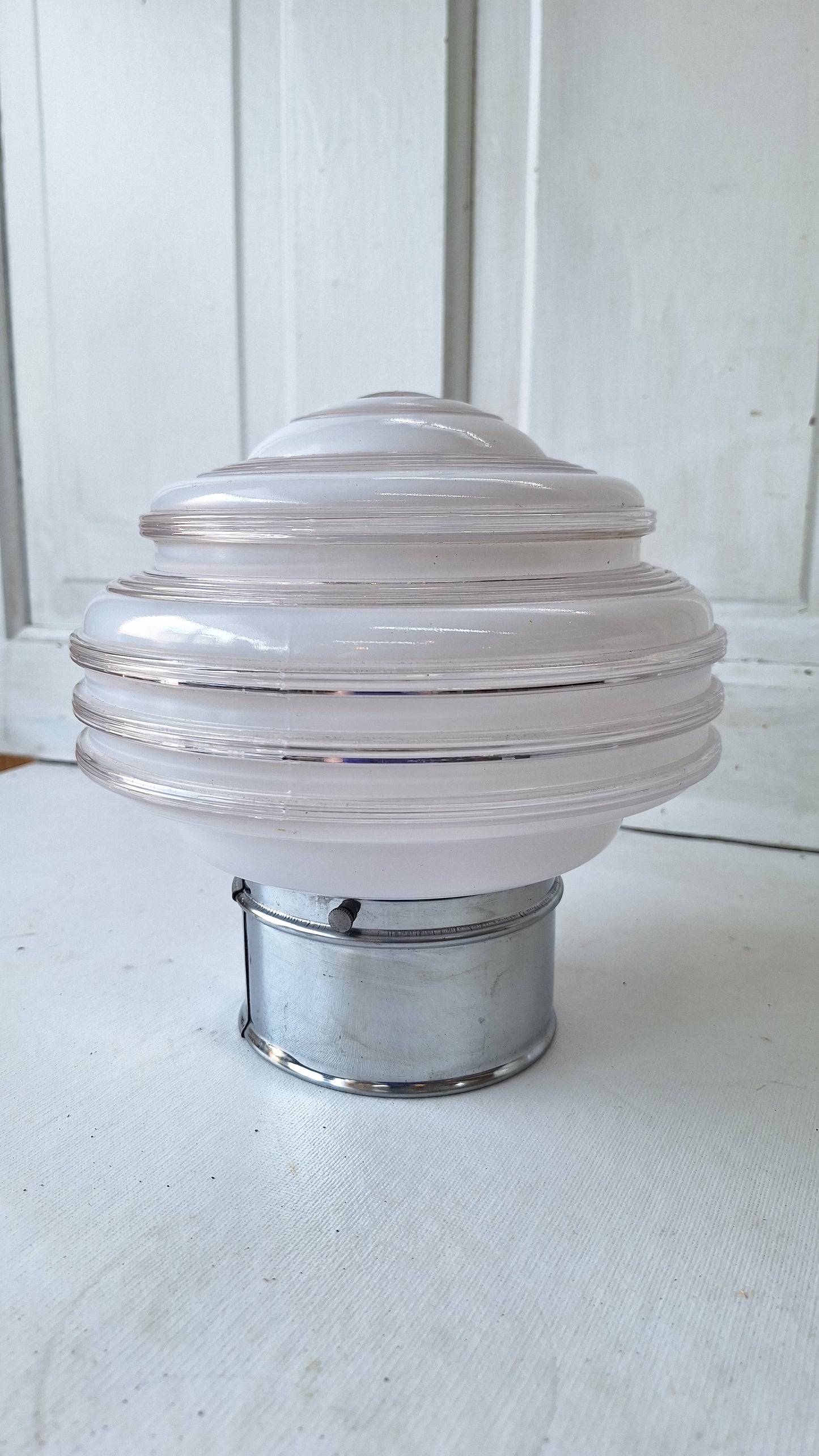 Beehive Two Tone Flush Mount Light, White Clear Glass Ceiling Light