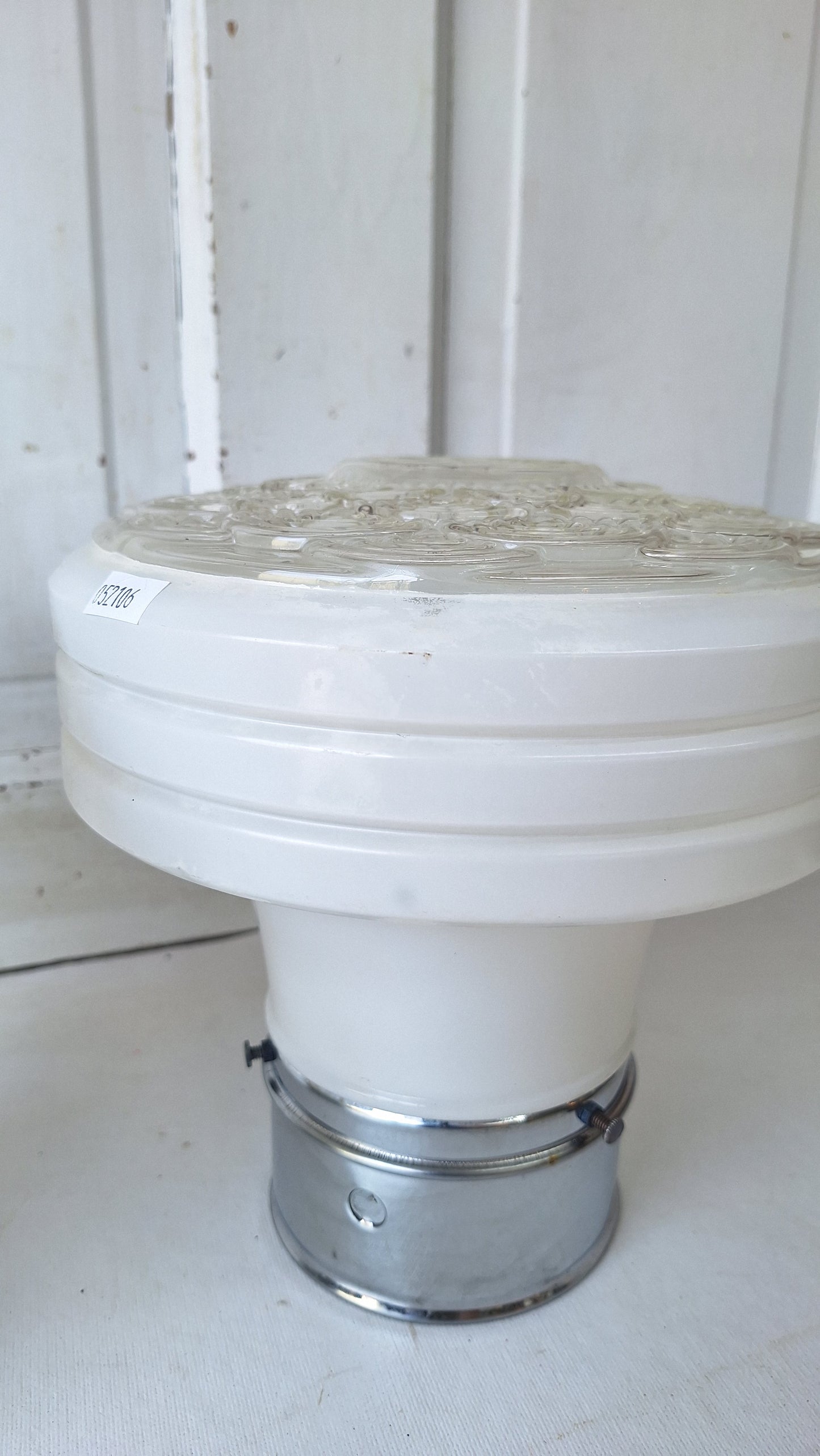 Scalloped Design Clear and White Glass Vintage Ceiling Light