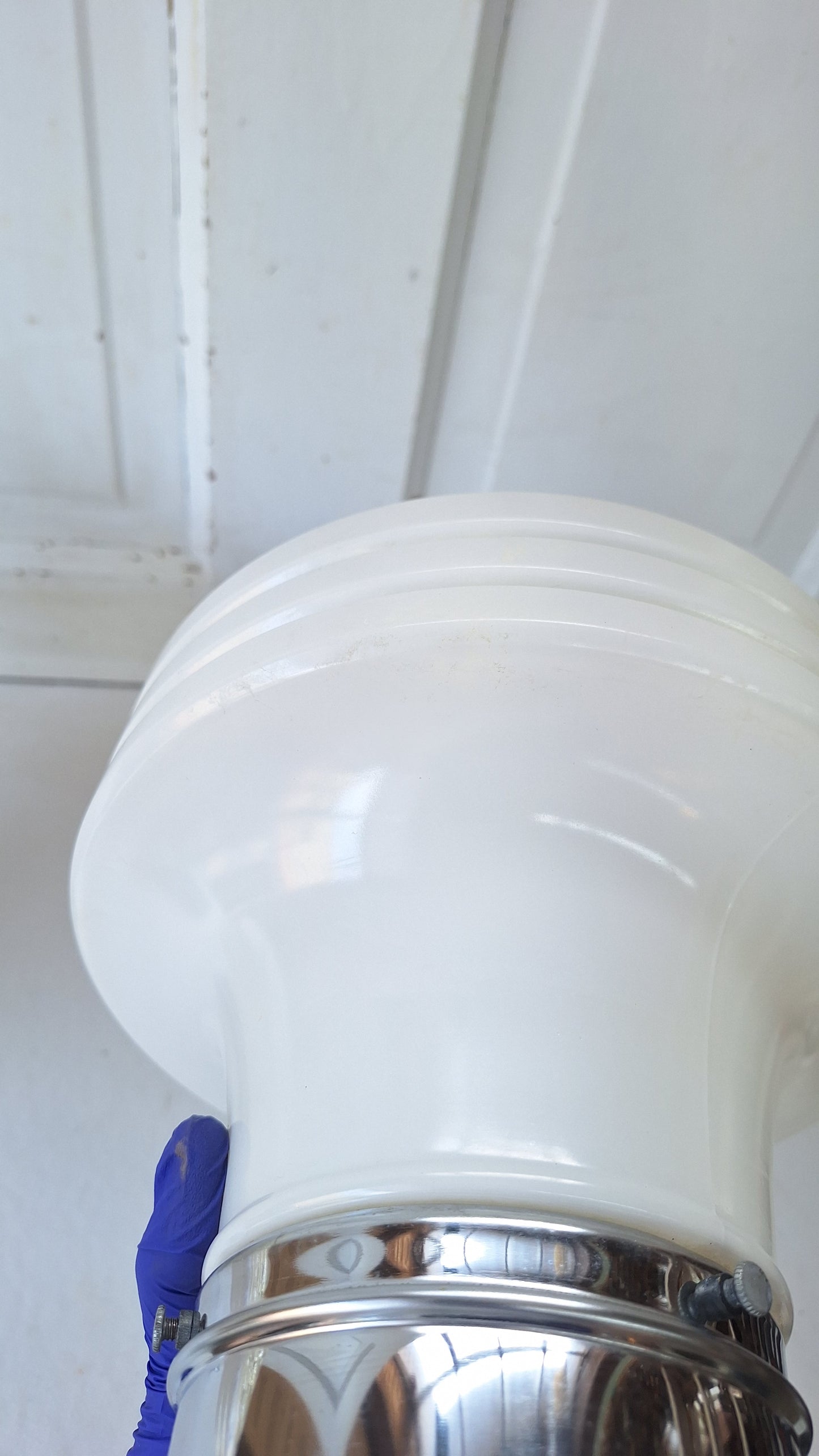 Scalloped Design Clear and White Glass Vintage Ceiling Light