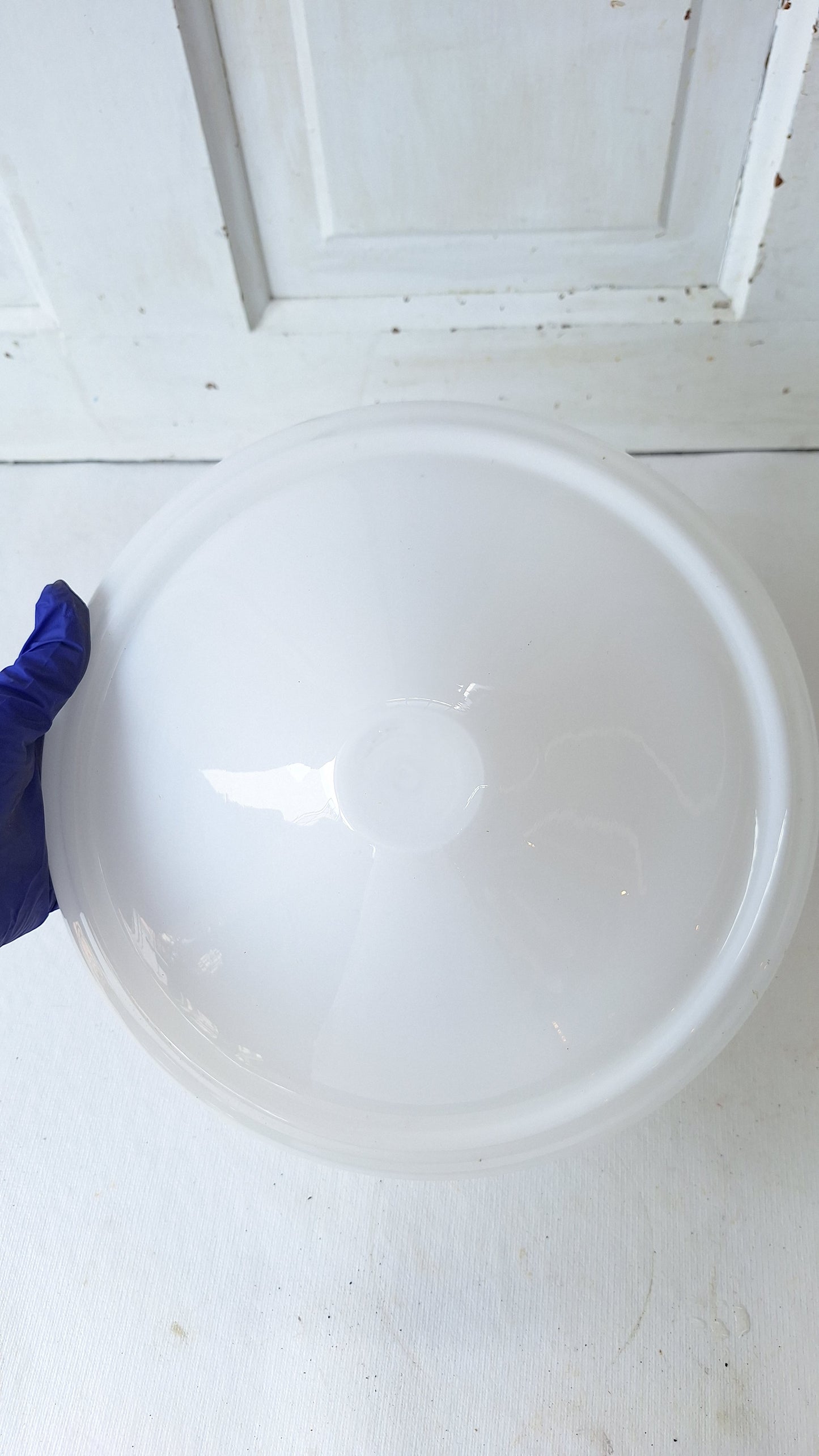 Saucer Shape Milk Glass Flush Mount Fixture, White Glass Ceiling Light