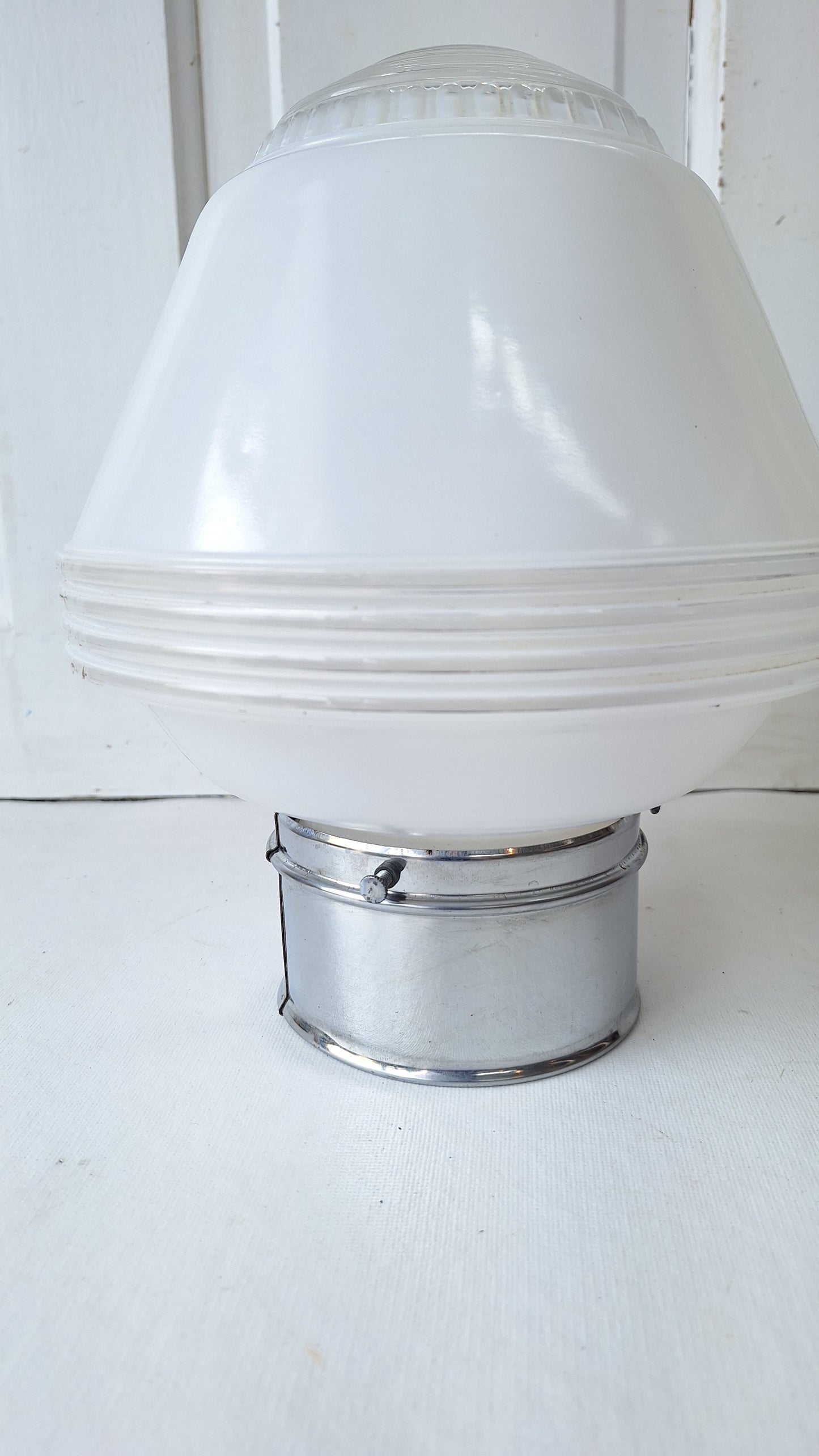Small Vintage Two Tone Flush Mount Light, White Clear Glass Ceiling Light