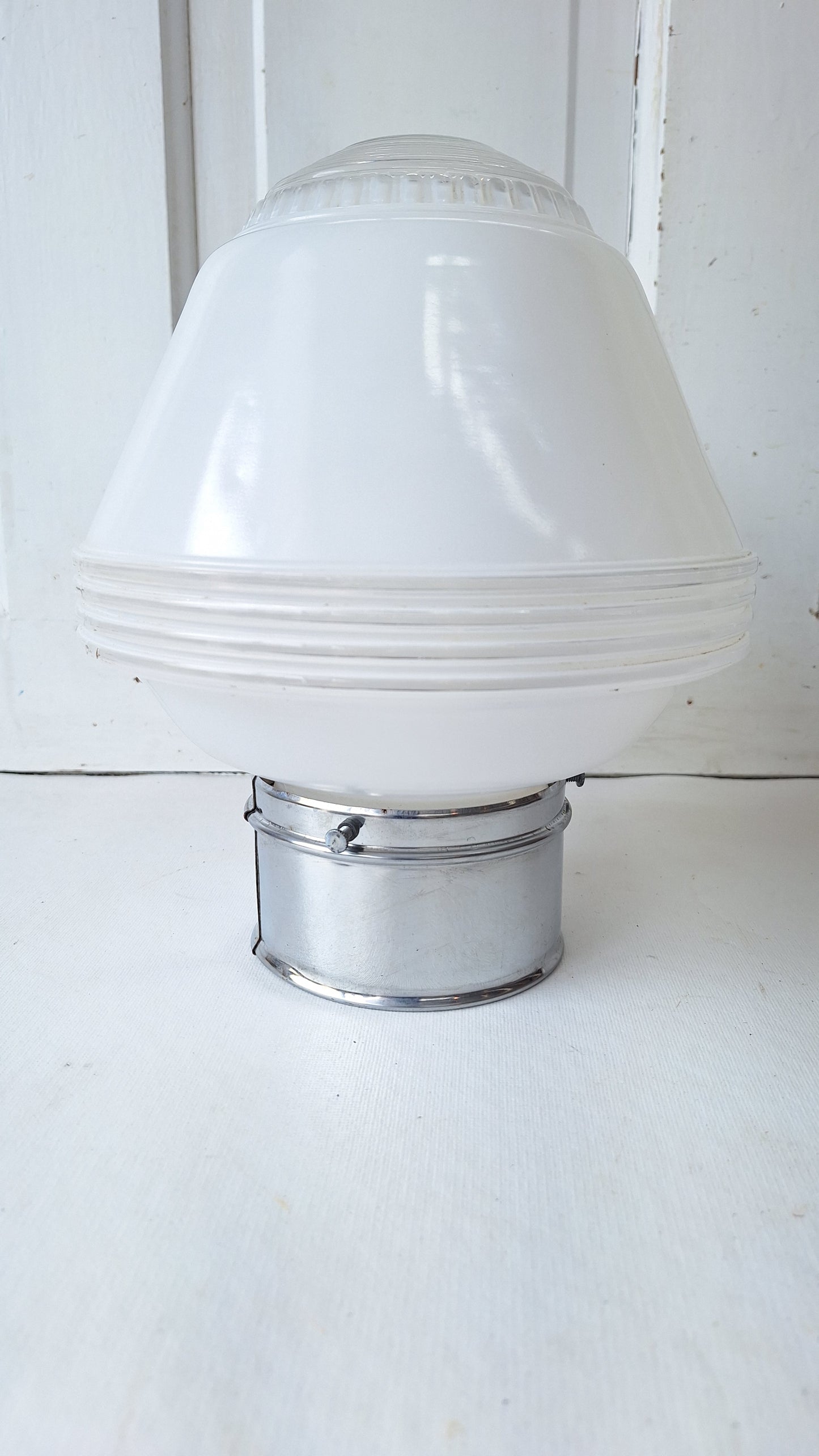 Small Vintage Two Tone Flush Mount Light, White Clear Glass Ceiling Light