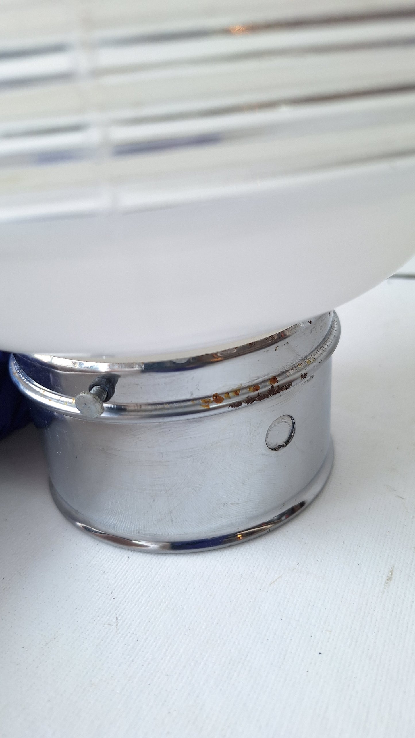 Small Vintage Two Tone Flush Mount Light, White Clear Glass Ceiling Light