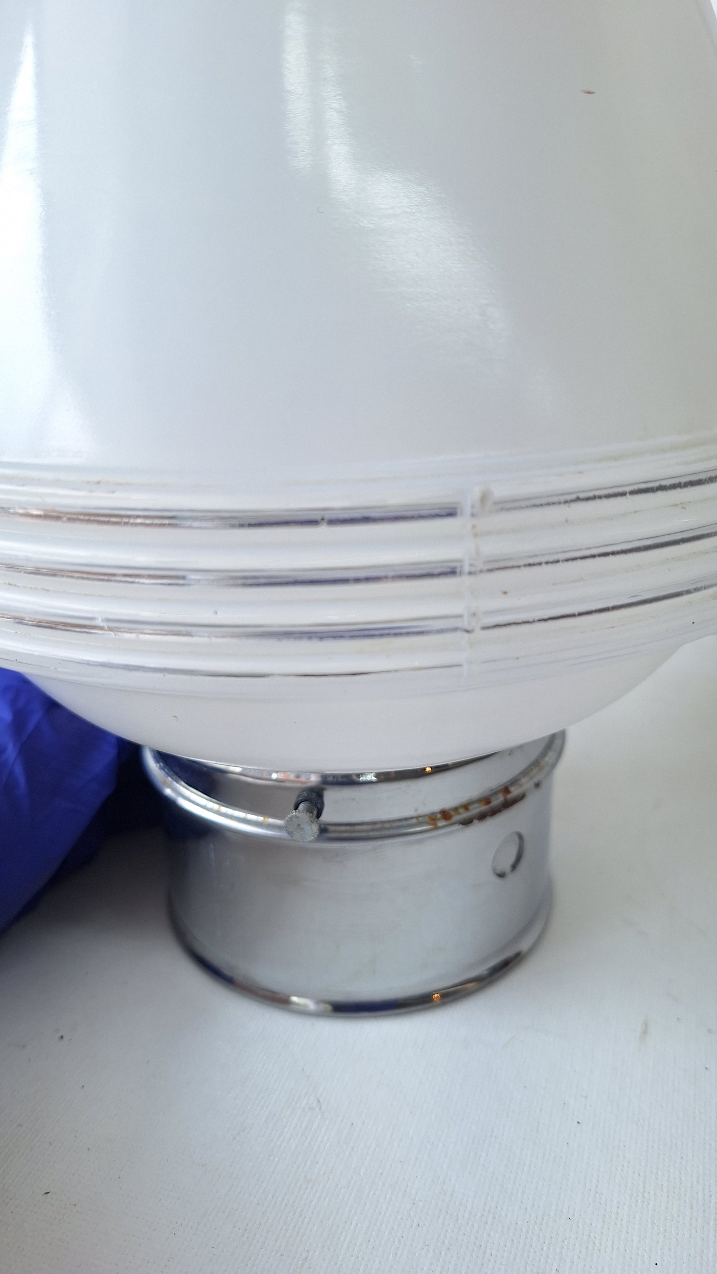 Small Vintage Two Tone Flush Mount Light, White Clear Glass Ceiling Light