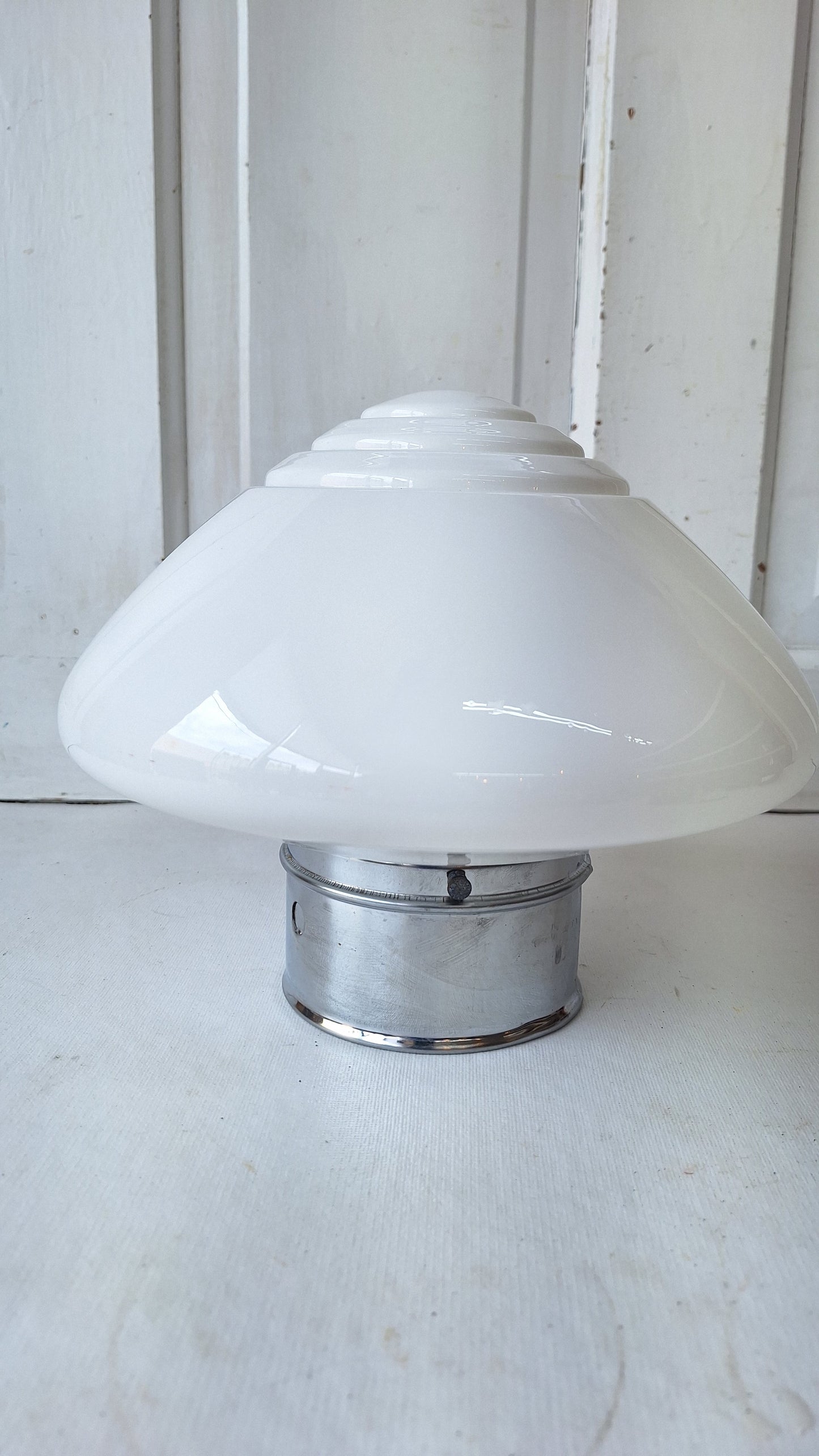 Milk Glass Flush Mount Fixture, White Glass Ceiling Light