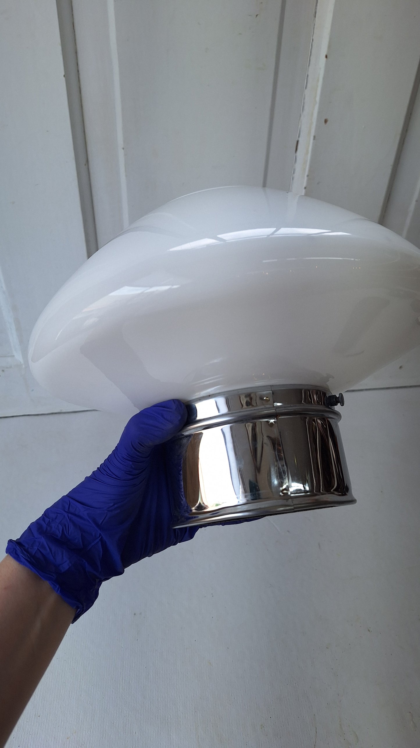 Milk Glass Flush Mount Fixture, White Glass Ceiling Light
