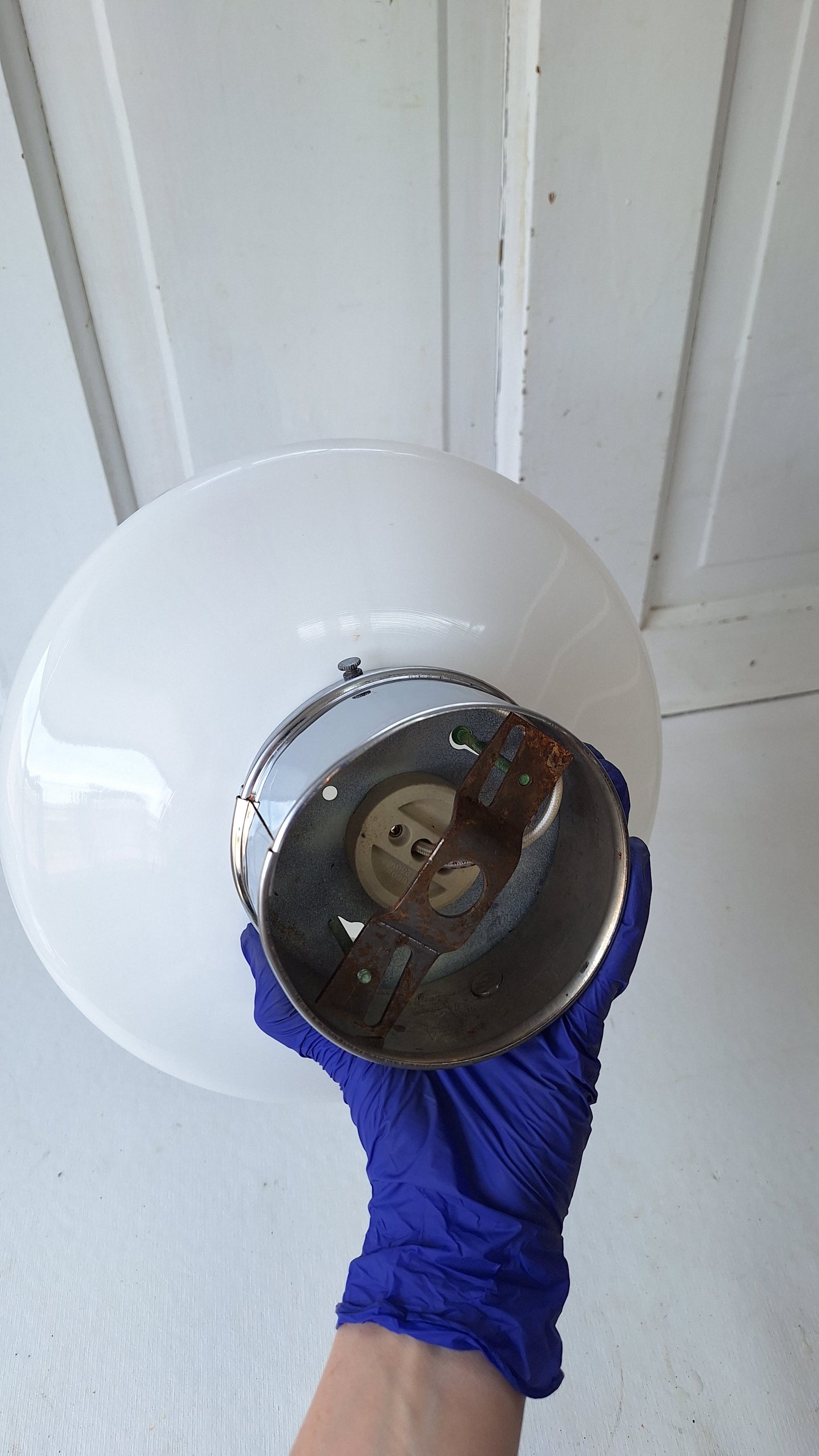 Milk Glass Flush Mount Fixture, White Glass Ceiling Light