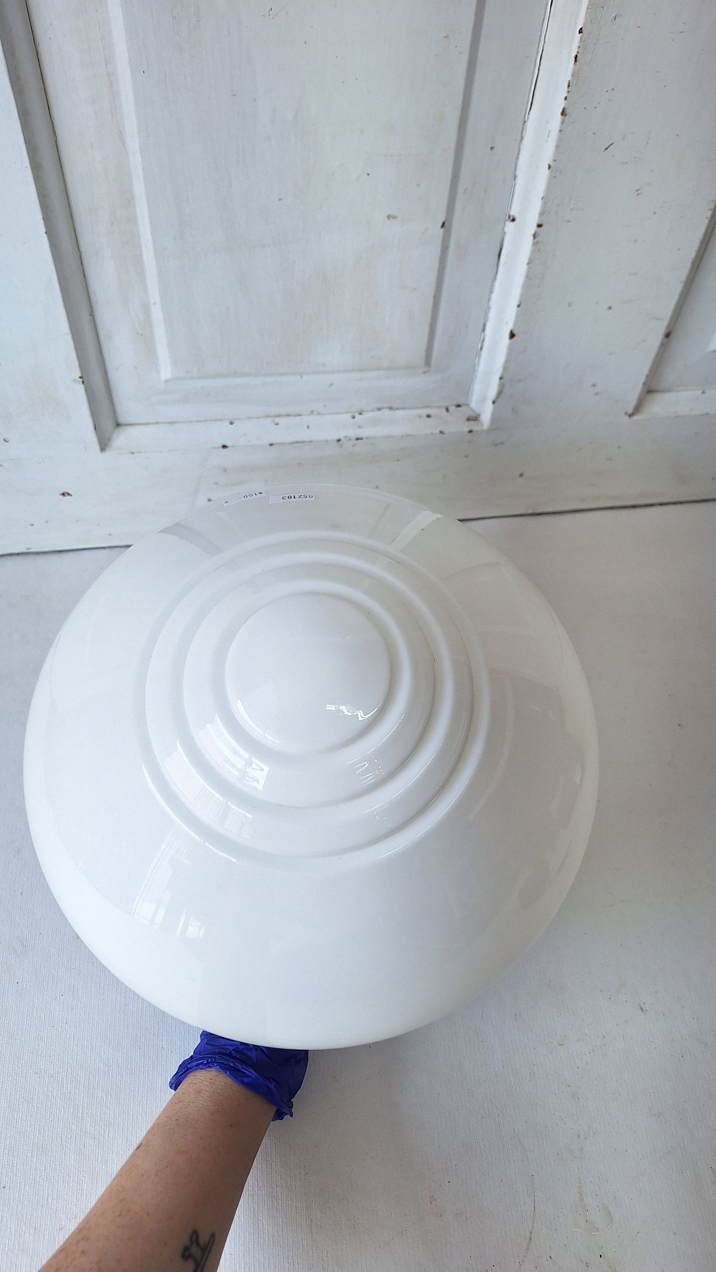 Milk Glass Flush Mount Fixture, White Glass Ceiling Light