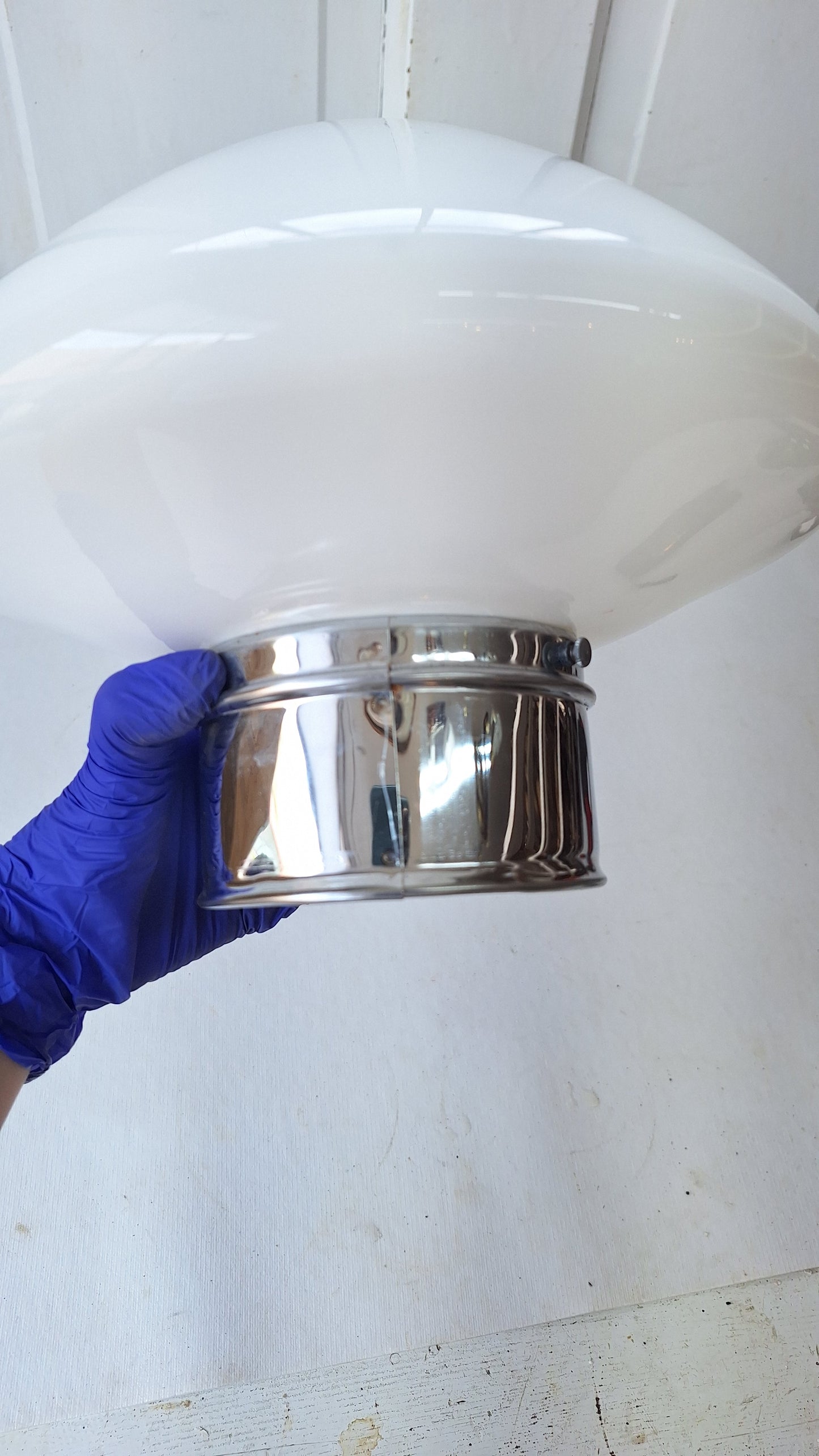 Milk Glass Flush Mount Fixture, White Glass Ceiling Light