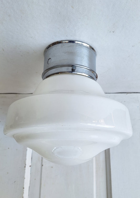 Milk Glass Flush Mount Fixture, White Glass Ceiling Light