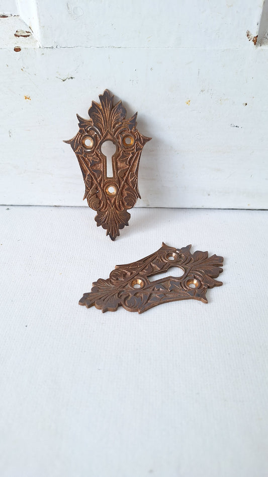 Fancy Design Large Antique Key Holes, Pair of Brass Key Hole Cover