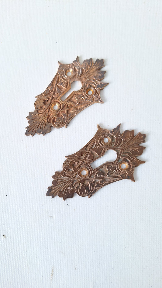 Fancy Design Large Antique Key Holes, Pair of Brass Key Hole Cover