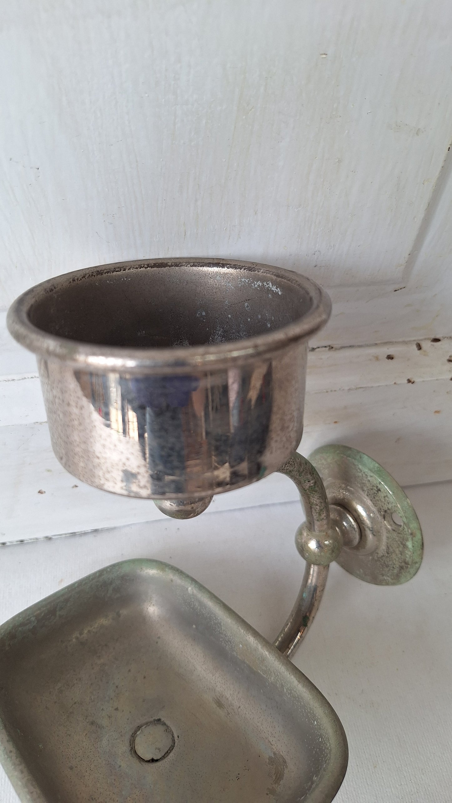Vintage Chrome Soap and Cup Holder, Antique Soap Dish Wall Rack