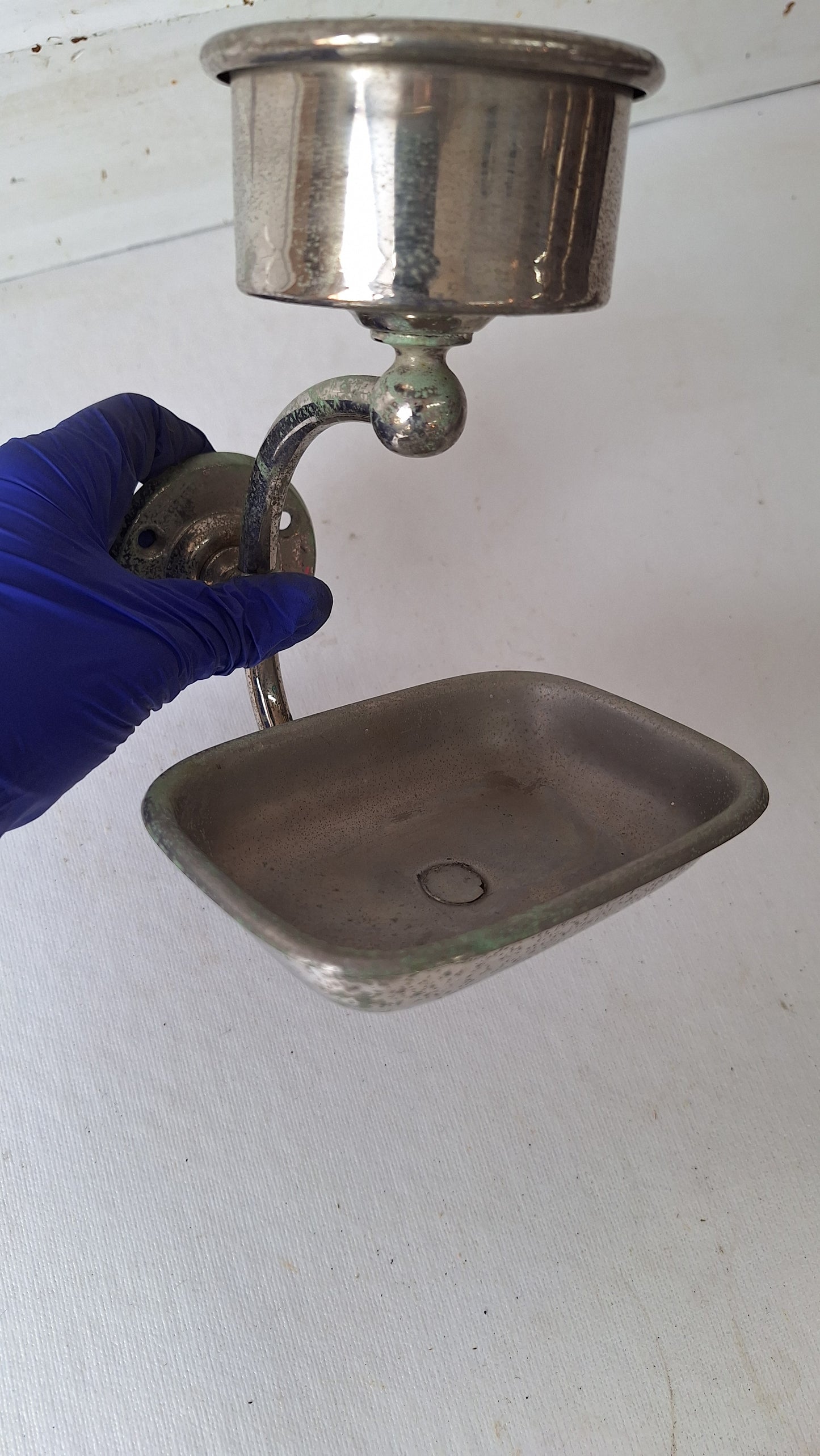 Vintage Chrome Soap and Cup Holder, Antique Soap Dish Wall Rack