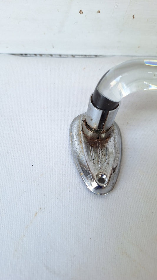 19" Curved Vintage Glass and Chrome Towel Bar