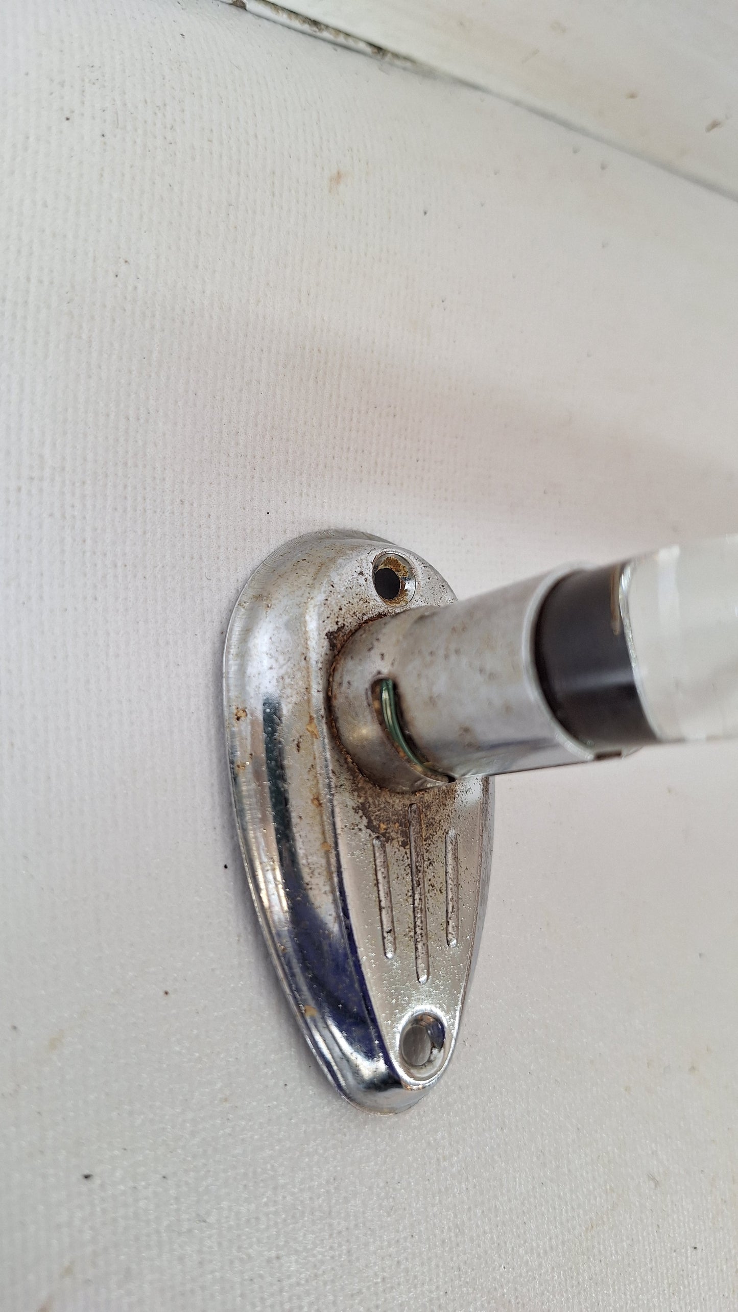 19" Curved Vintage Glass and Chrome Towel Bar